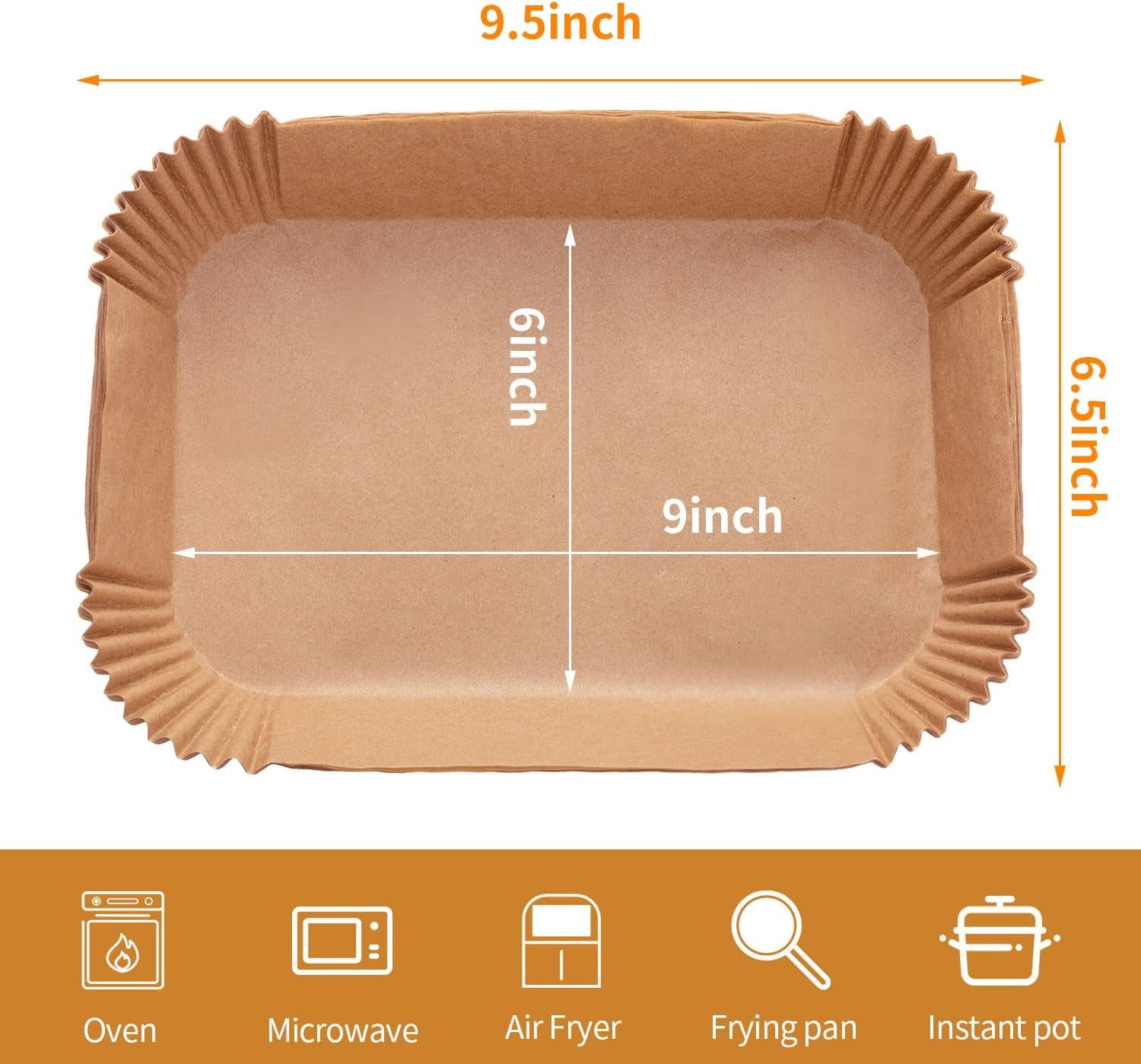 Air Fryer Disposable Paper Liner, 100PCS Food Grade Parchment Liners for Ninja Dz201,Ninja Foodi Dual Air Fryer Accessories Baking Paper (9 * 6, Natural)