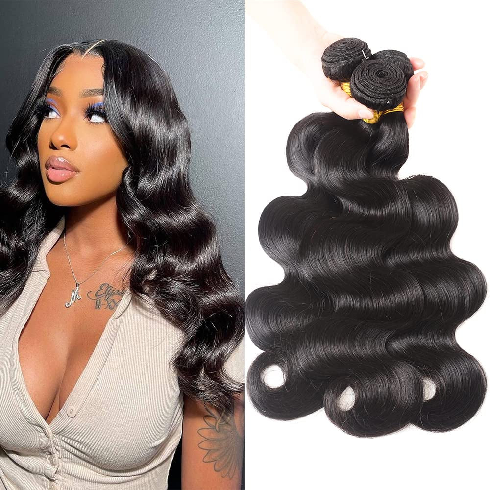 Aspumod 12A Human Hair Bundles Body Wave 3 Bundles Human Hair 16 18 20Inch Unprocessed Brazilian Virgin Hair Bundles Deals Quick Weave Hair Extension