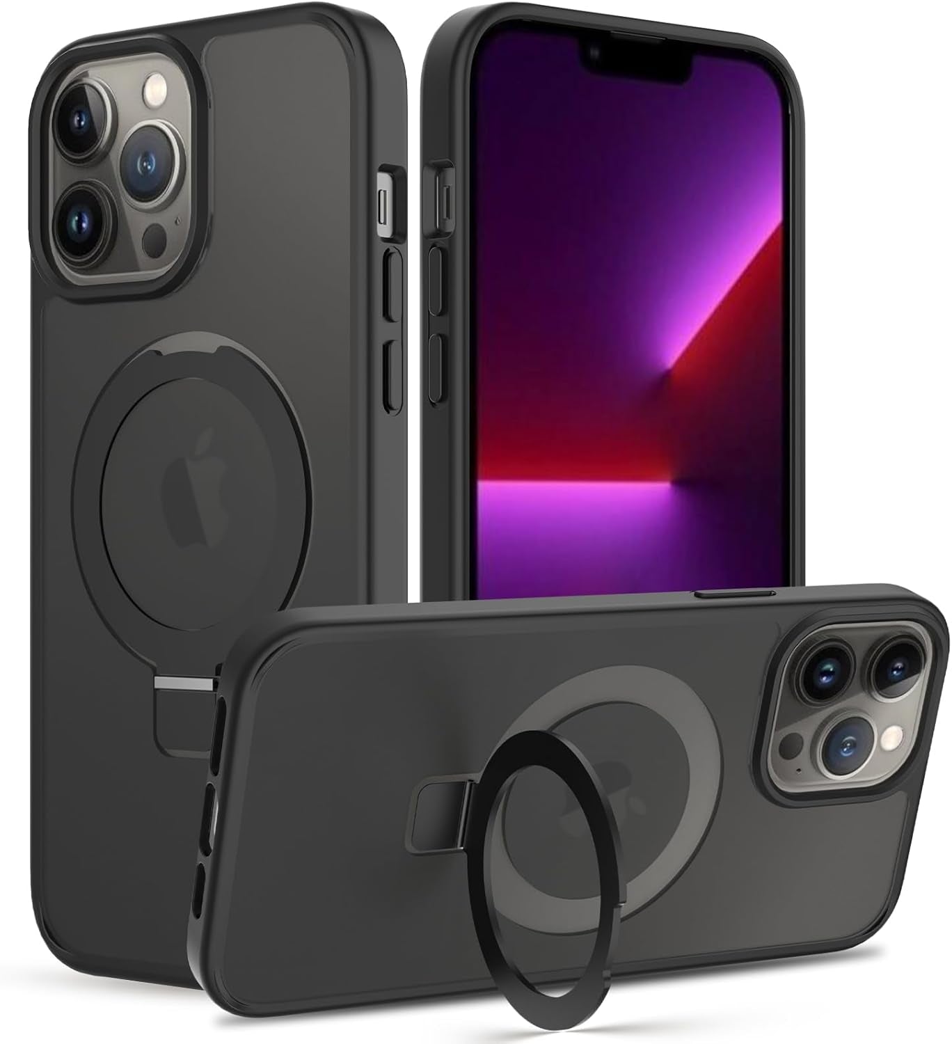 2025 New Magnetic for Iphone 16E Case,Compatible with Magsafe,Military Grade Drop Tested, Shockproof Matte Translucent Hard Back Slim Protective Case.Black Magnetic Circle.