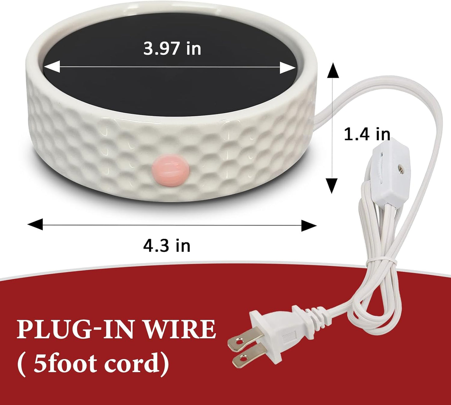 Electric Large Candle Warmer Plate - Ceramic Candle Wax Warmers for Jar Candles, Coffee Mug Warmer, Cup Warmers for Home Office, Aromatherapy Fragrance and Heating Beverage, Milk, Tea, Hot Chocolate