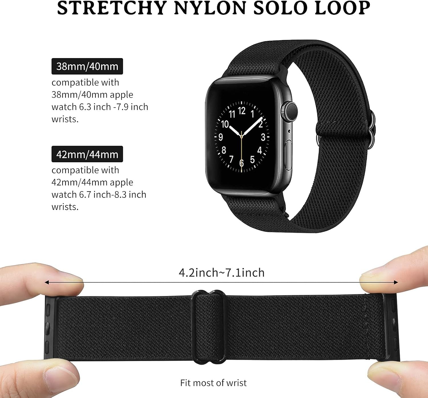 Stretchy Nylon Solo Loop Compatible with Apple Watch Bands 38Mm 40Mm,Adjustable Braided Sport Elastic Watch Strap for Iwatch Series 6/SE/5/4/3/2/1