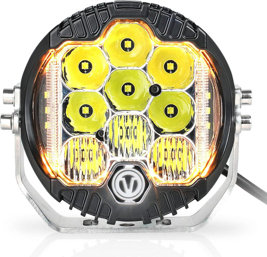 7 Inch round LED Offroad Light with DRL, 90W Driving Light LED Light Bar, 8000LM Spot Flood Combo Work Light for Wrangler, ATV, SUV, UTV, Trucks, Pickup, 4X4, F150 - Pack of 1