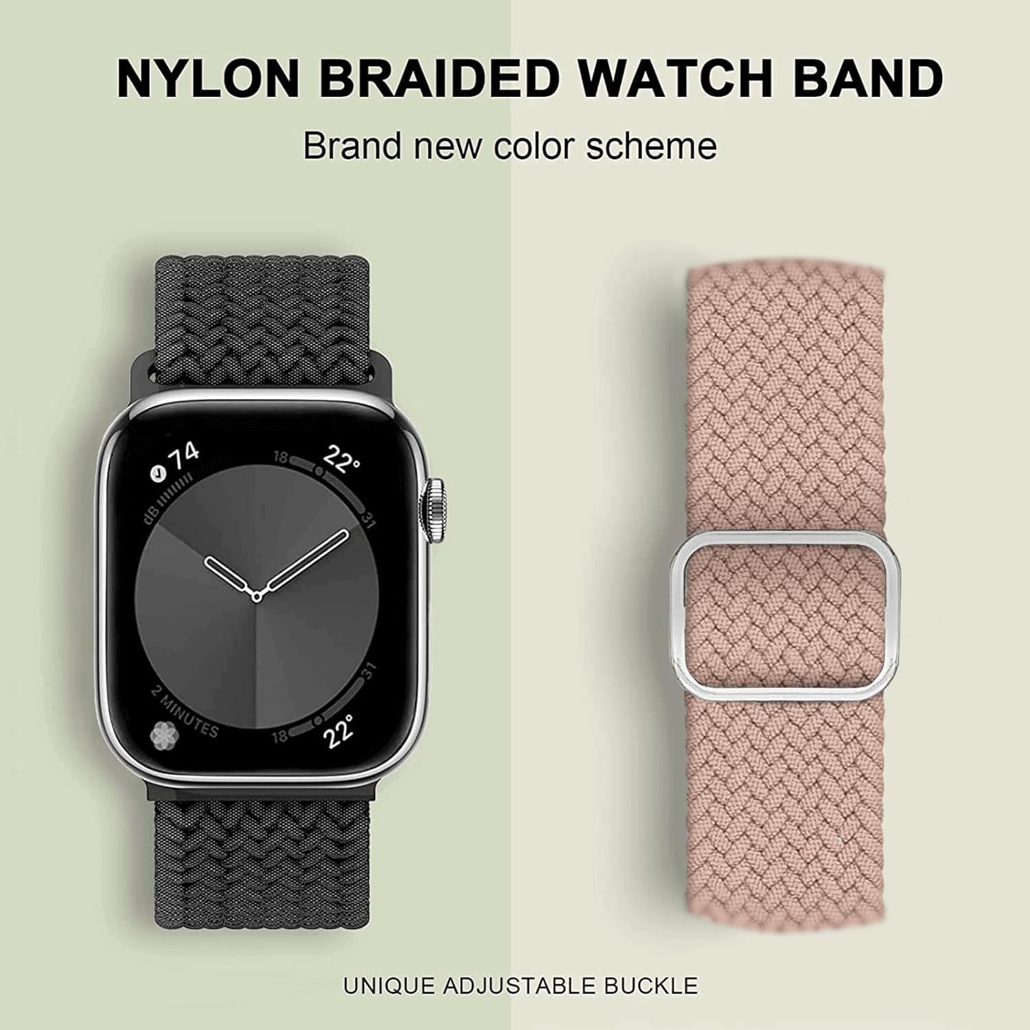Braided Solo Loop Compatible with Apple Watch Band 38Mm 40Mm 41Mm, Adjustable Stretchy Bands Elastic Sport Wristbands for Iwatch Series 8 7 6 5 4 3 2 1 SE Ultra, for Men/Women, 2 Pack.