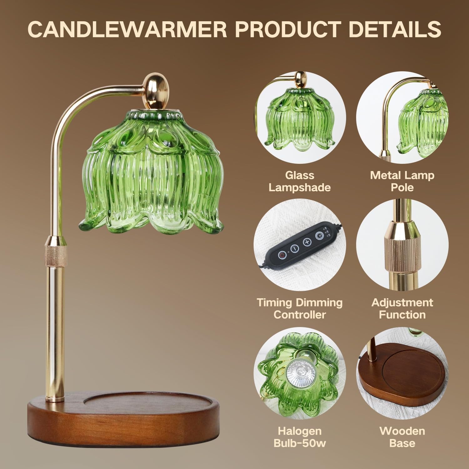 Fragrance Candle Warmer Lamp，Electric Candle Warmer with Timer & Dimmer，Mom Christmas Birthday Gifts for Women, House Warming Gifts New Home Bedroom Decor