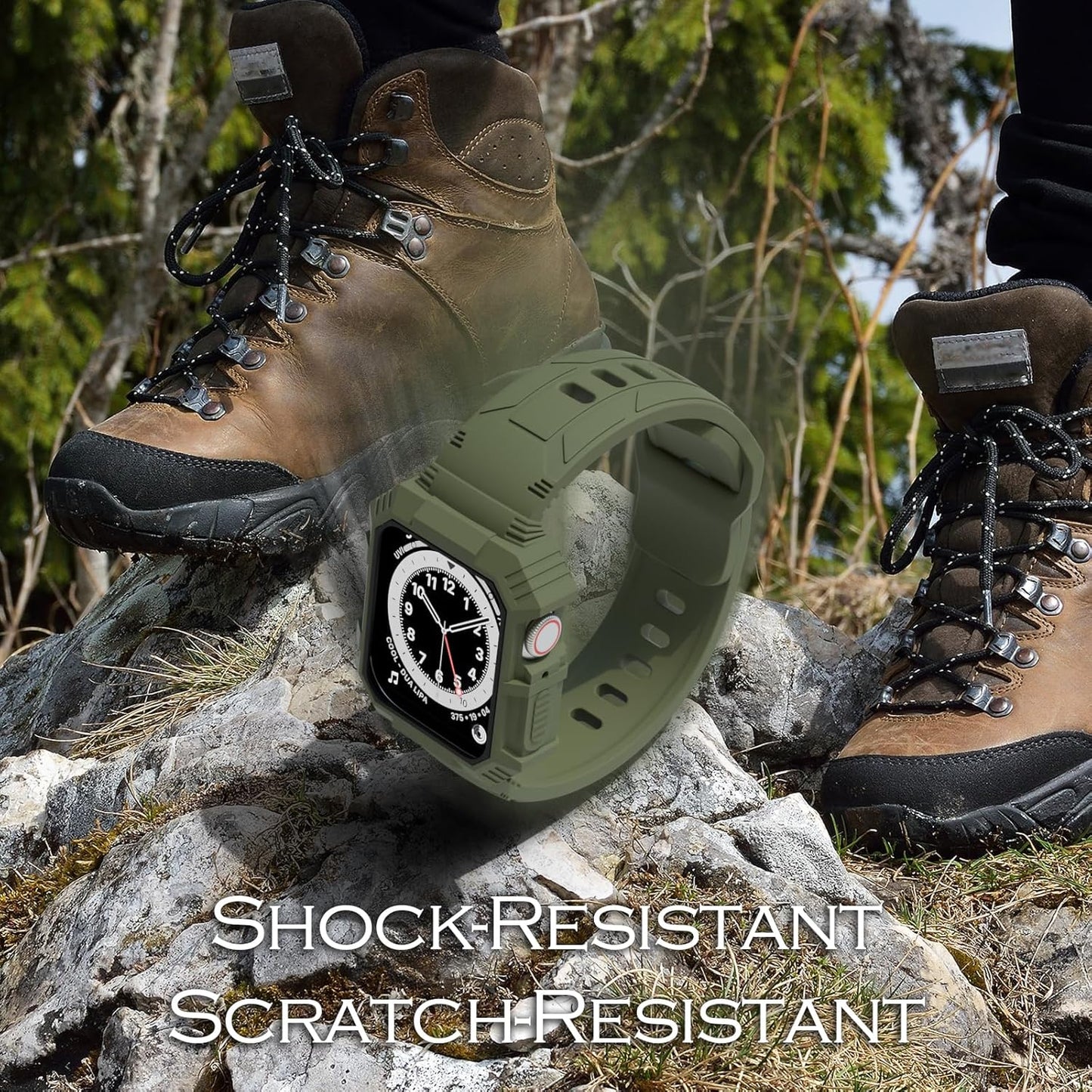 Rugged Silicone Sport Band with Case Compatible with Apple Watch Bands 38Mm 40Mm 41Mm 42Mm 44Mm 45Mm 46Mm, Shockproof Protective Bumper Cover Strap for Iwatch Series 10/9/8/SE/7/6/5/4/3/2/1