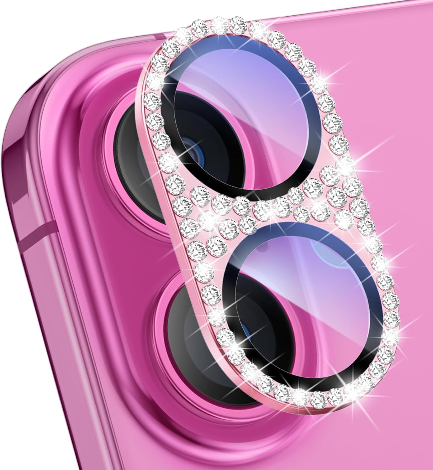 Compatible for Iphone 16 plus & 16 Camera Lens Protector, Bling Glitter Metal Cover Glass Lens Screen Protective Accessories for Iphone 16 Plus