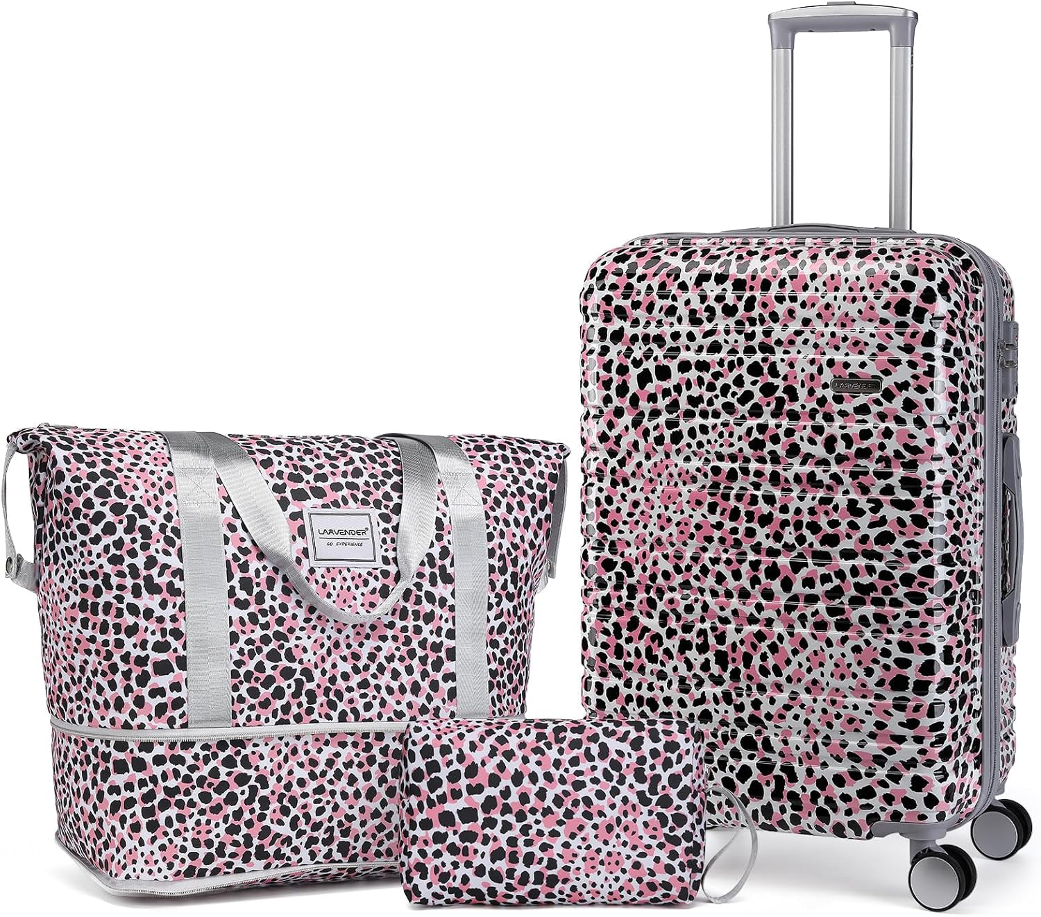Luggage Sets 3 Piece, Hardside 20 in Carry on Luggage Airline Approved PC+ABS Suitcase Set with Spinner Wheels TSA Lock, Lightweight Rolling Suitcase for Men and Women, Leopard
