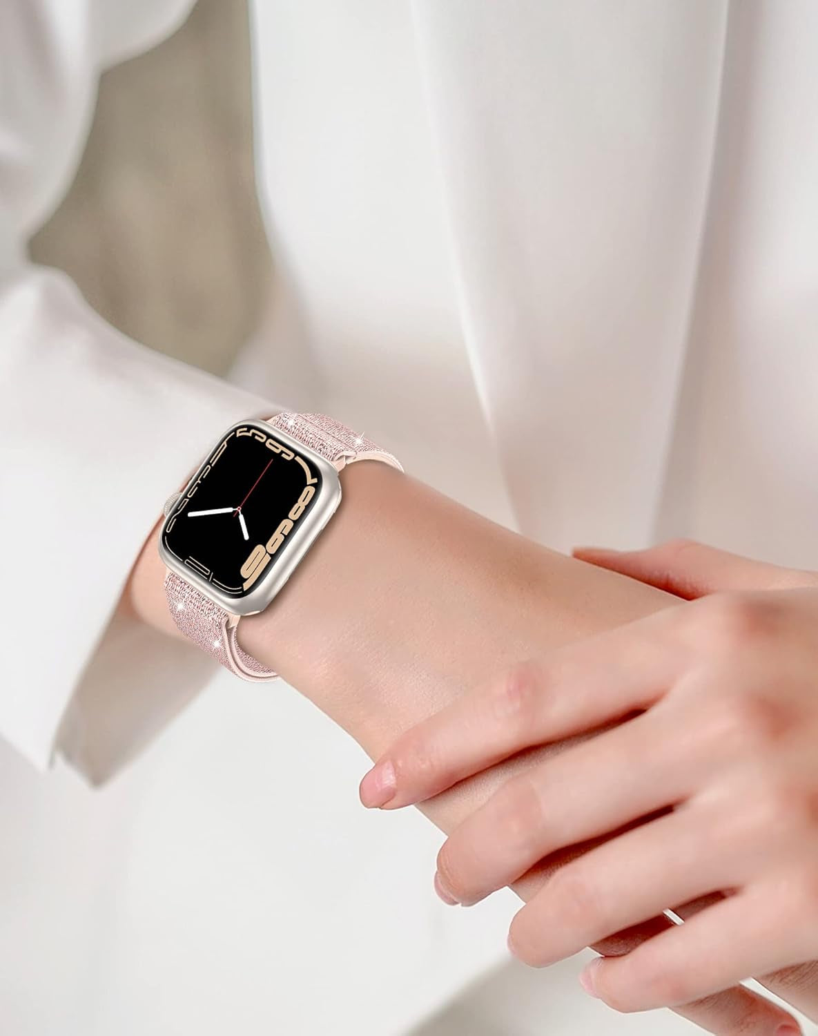 Waterproof Case and Glitter Stretchy Bands Compatible with Apple Watch Series 10 42Mm