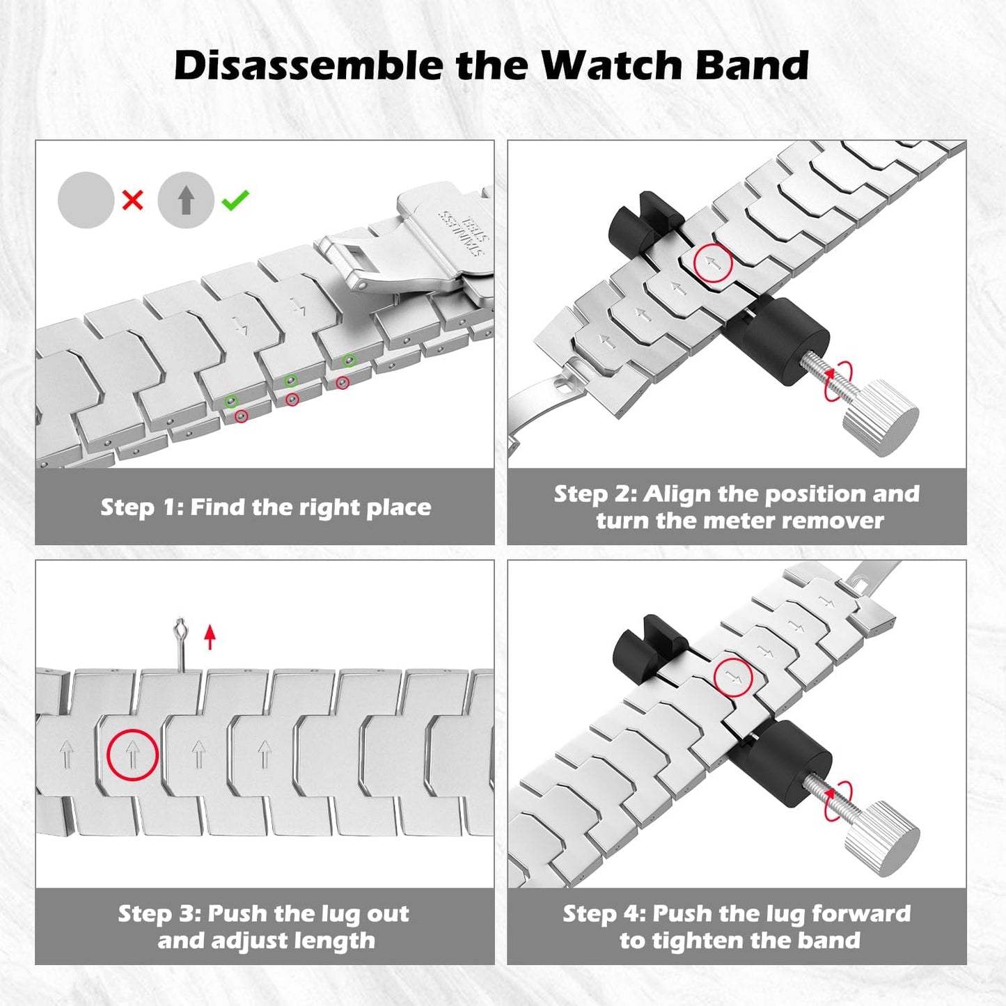 Watch Strap Compatible with Apple Watch Ultra2 Ultra 49Mm Series 9/8/7/6/5/4/3/2/1/SE 42/44/45Mm, Adjustable Metal Watch Band Stainless Steel Wristband with Butterfly Buckle, Silver
