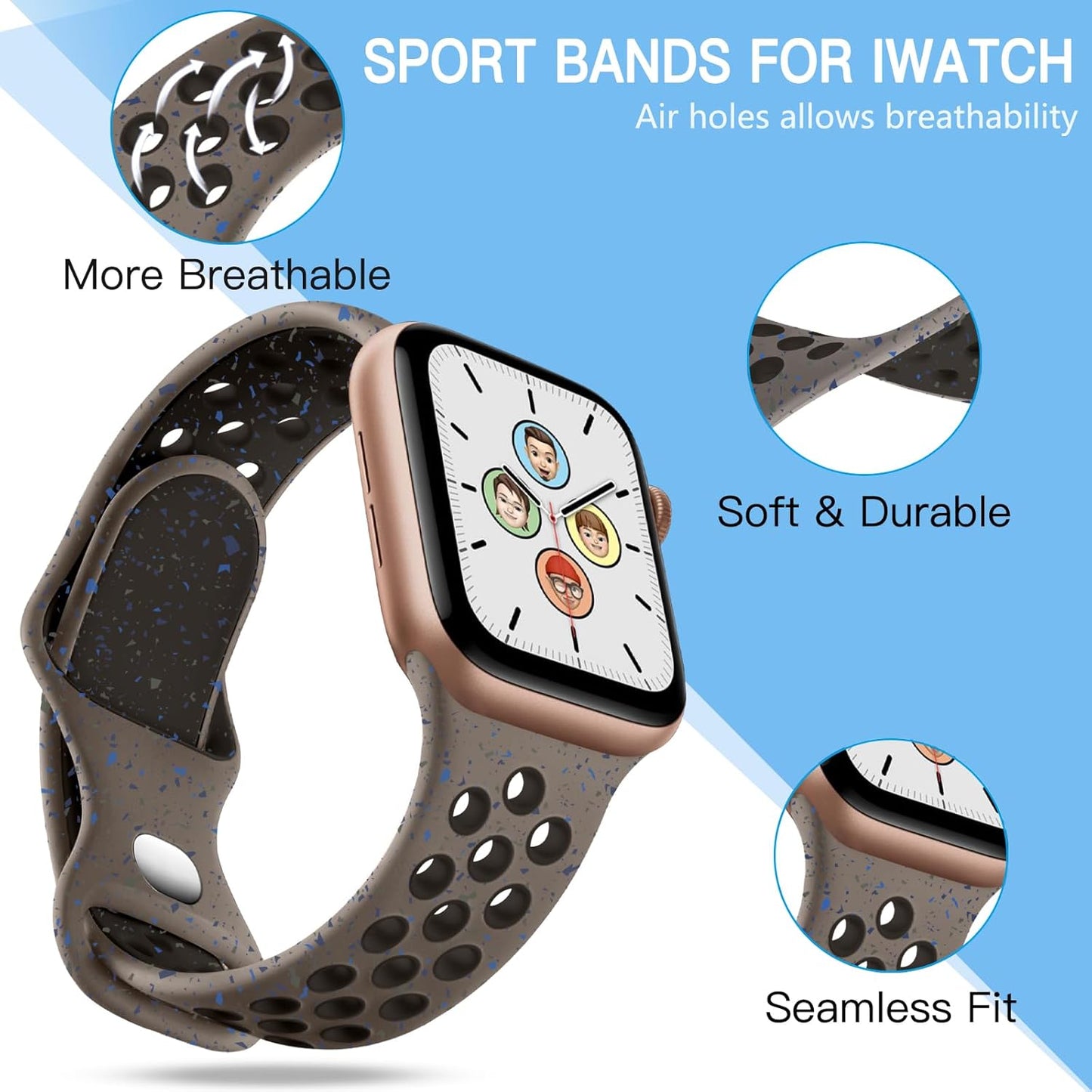 Sport Band Compatible with Apple Watch Band 41Mm 40Mm 38Mm 42Mm 44Mm 45Mm 49Mm for Women Men,4 Pack Soft Silicone Breathable Replacement Wristband for Iwatch Ultra 2 SE Series 9 8 7 6 5 4 3 2 1