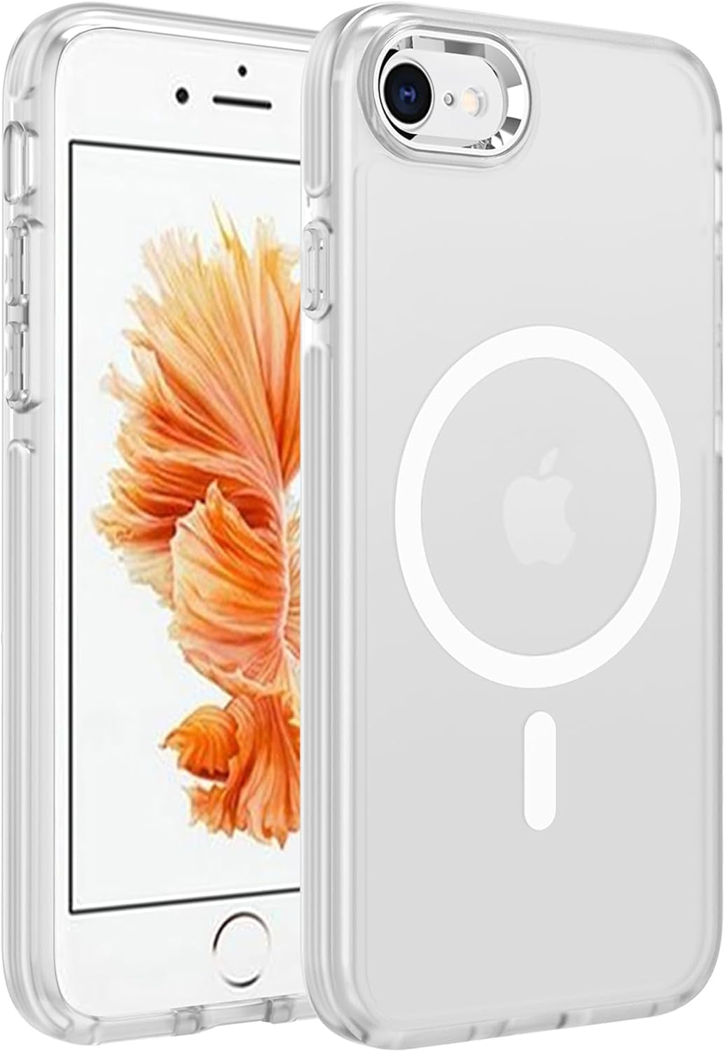 2025 New Magnetic for Iphone 16E Case,Compatible with Magsafe,Military Grade Drop Tested, Shockproof Matte Translucent Hard Back Slim Protective Case.Black Magnetic Circle.