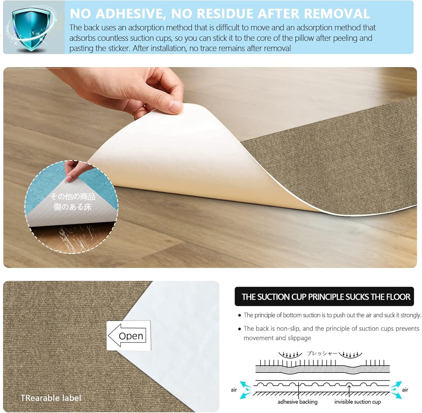 8" X 30" (15 in Pack) Non-Slip Stair Treads Carpet for Wooden Steps, Self-Adhesive Stair Treads Mat, Safety Indoor Stair Runner Mats, anti Slip Stair Rugs for Kids Elders and Dogs，Moca