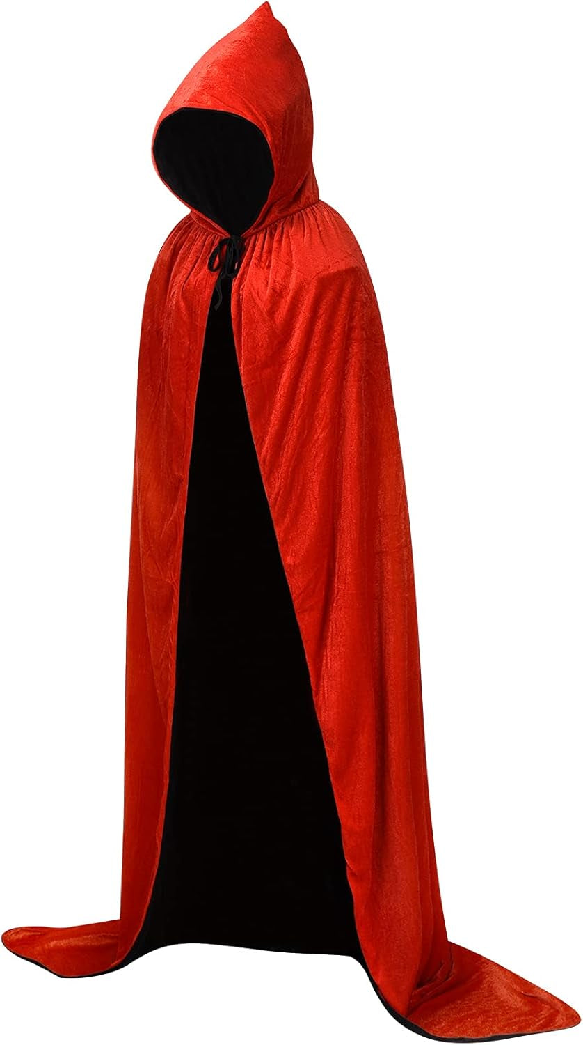 Hooded Cloak Velvet Robe Cape for Halloween Cosplay Costumes, Unisex