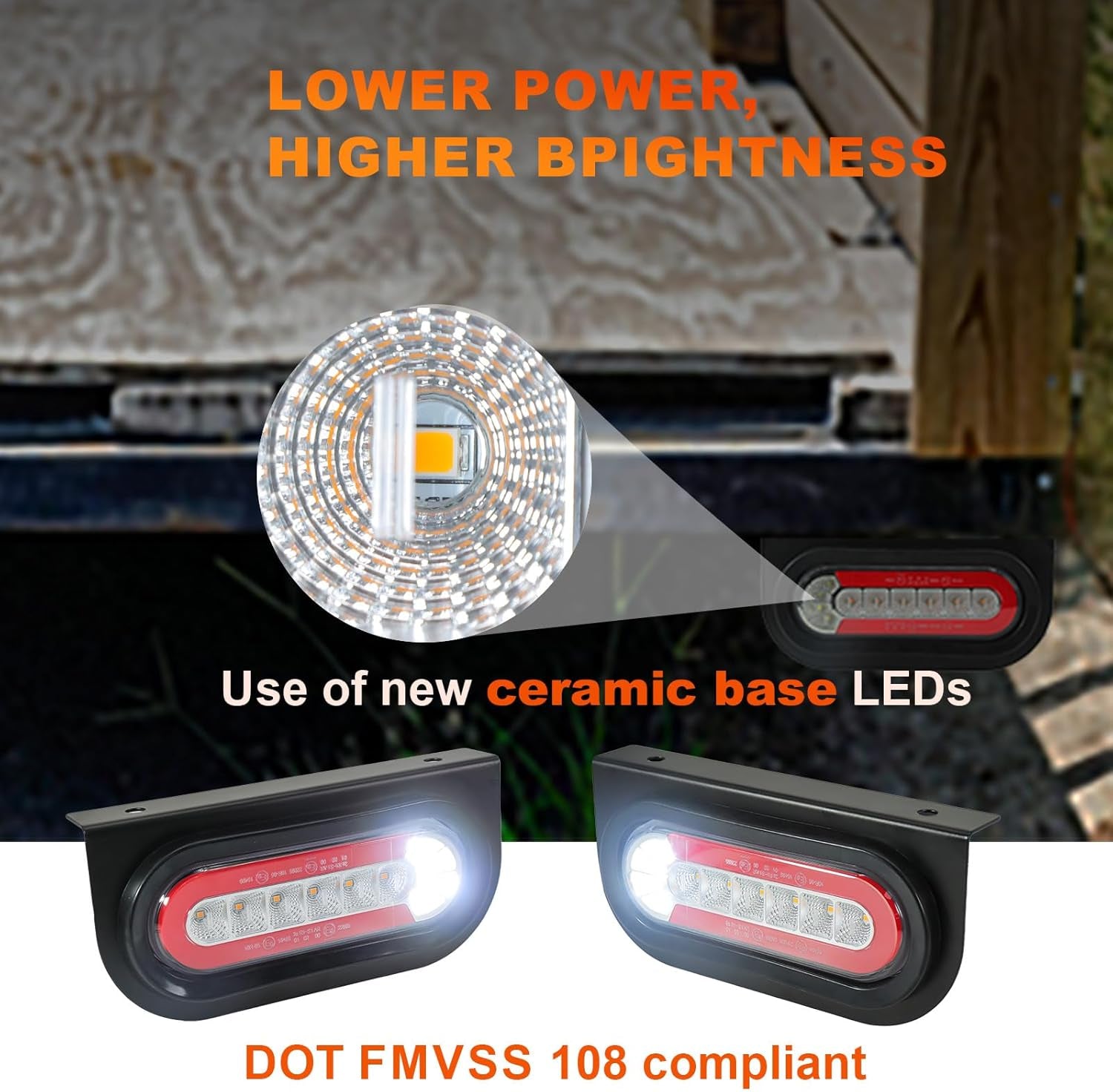 Trailer Lights with Bracket, Oval LED Trailer Lights with Sequential Turn Signal, Tail, Brake, Reverse, Submersible Boat Trailer Light Kit for Trucks, Tractor, Utility Trailer, RV, Caravan TRUCK DRIVER