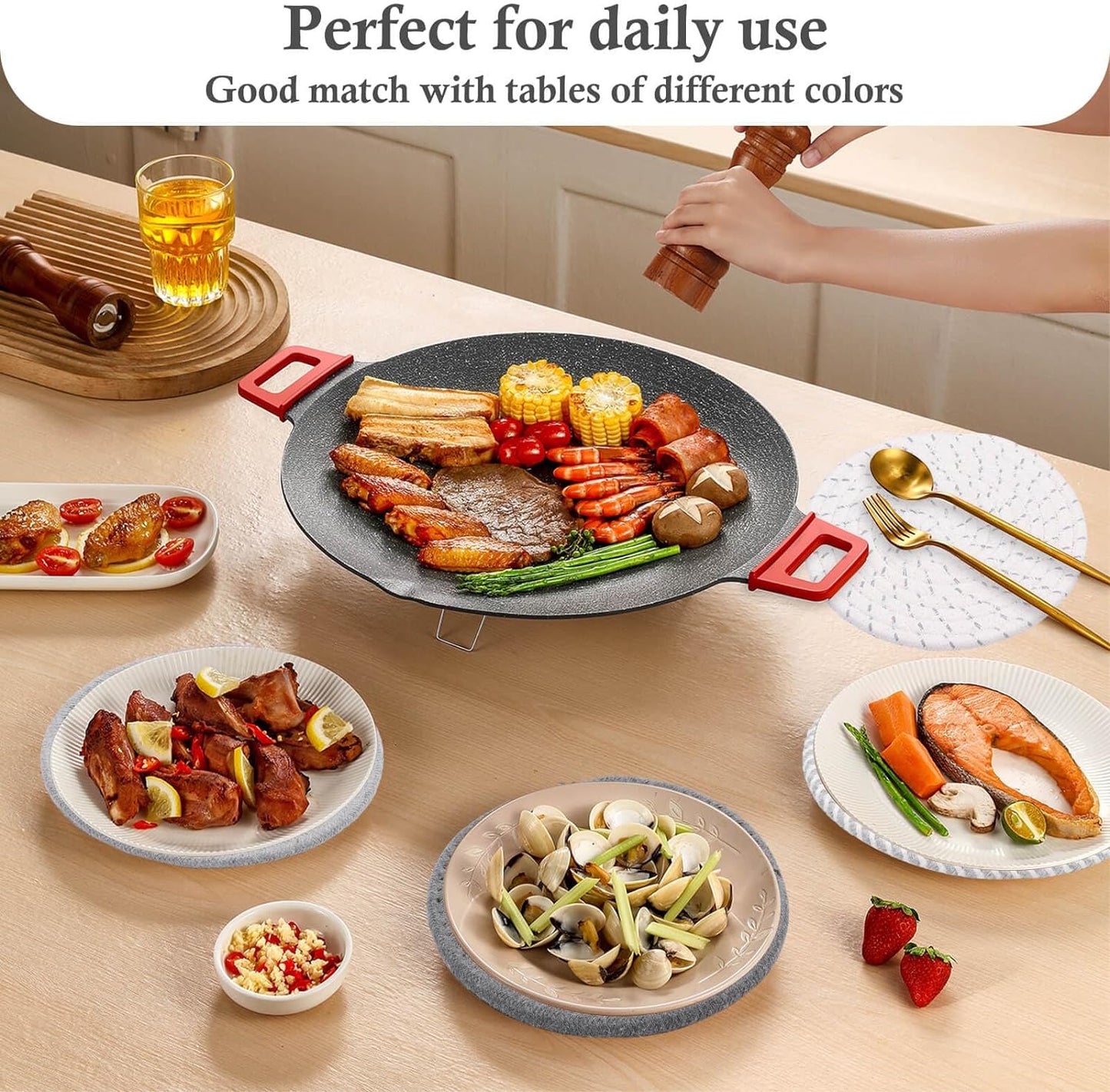 7" Trivets for Hot Dishes, Hot Pots and Pans, 4 Heat Resistant Hot Pads, Pot Holders for Kitchen, Hot Plate Mats for Kitchen Countertops, Table, Home Essentials, Farmhouse Decor
