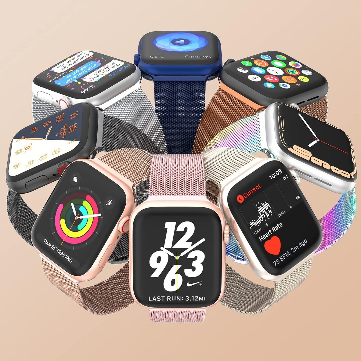 for Apple Watch Band Series Ultra 8 7 6 5 4 3 2 1 SE 38Mm 40Mm 41Mm 42Mm 44Mm 45Mm 49Mm Women and Men, Stainless Steel Mesh Loop Magnetic Clasp Replacement for Iwatch Bands