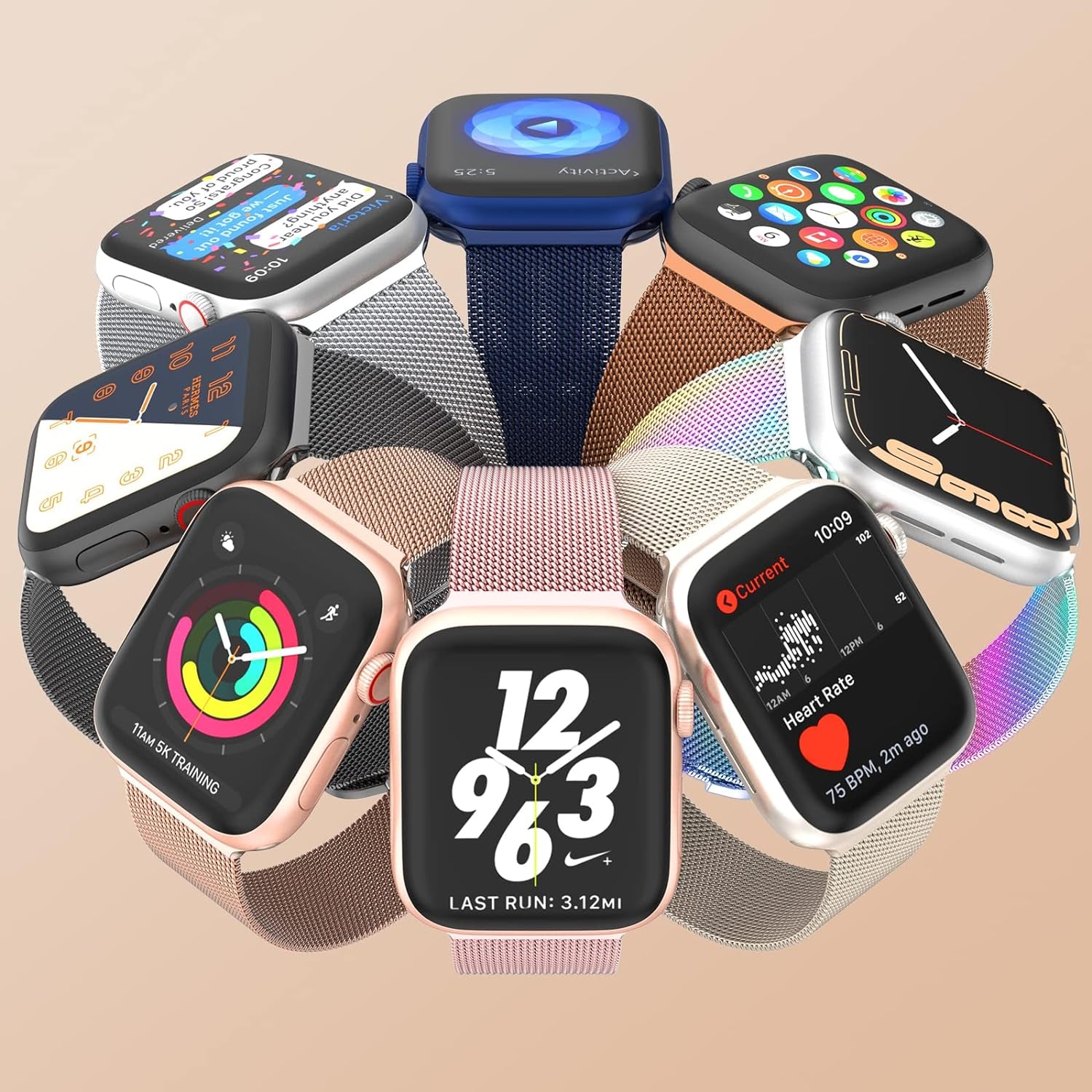 for Apple Watch Band Series Ultra 8 7 6 5 4 3 2 1 SE 38Mm 40Mm 41Mm 42Mm 44Mm 45Mm 49Mm Women and Men, Stainless Steel Mesh Loop Magnetic Clasp Replacement for Iwatch Bands