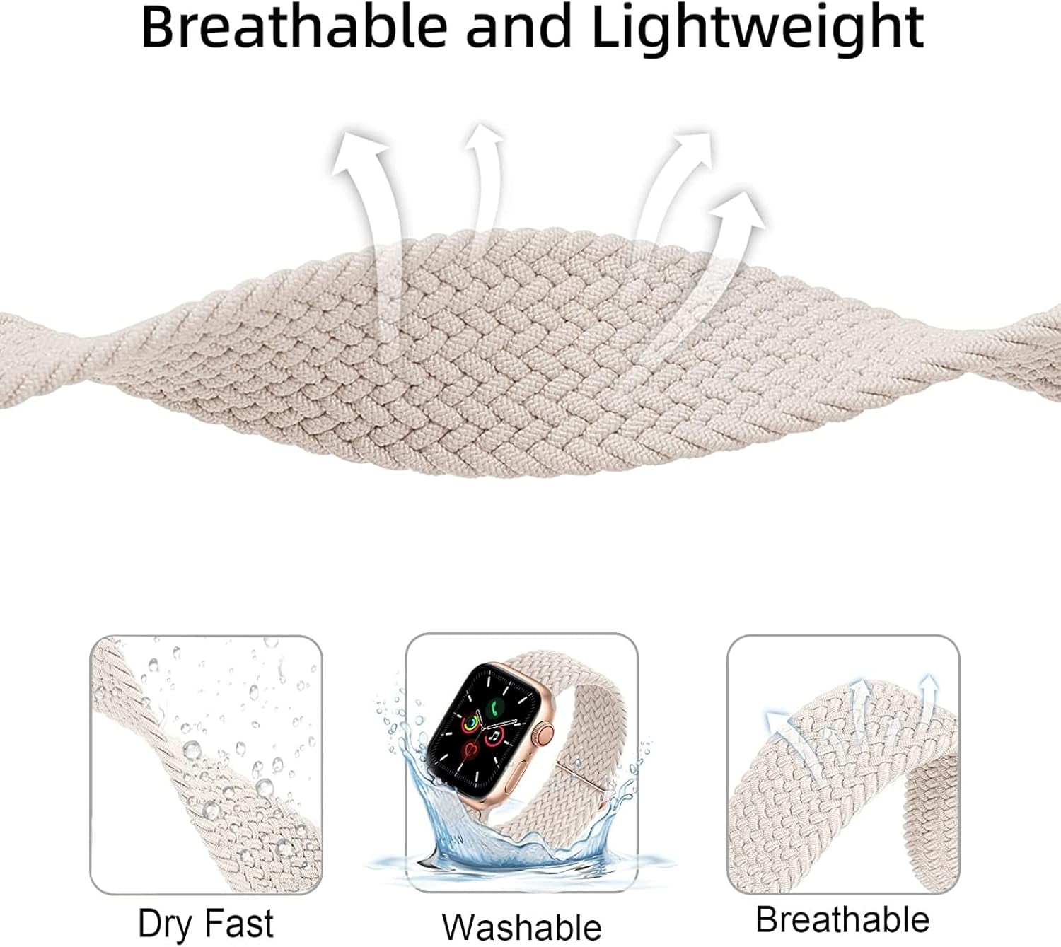 Braided Stretchy Adjustable Watch Band for Apple Watch Band 38Mm 40Mm 41Mm Women and Men, Soft Nylon Elastic Straps Solo Loop Wristbands for Iwatch Series 8 7 6 SE 5 4 Ultra
