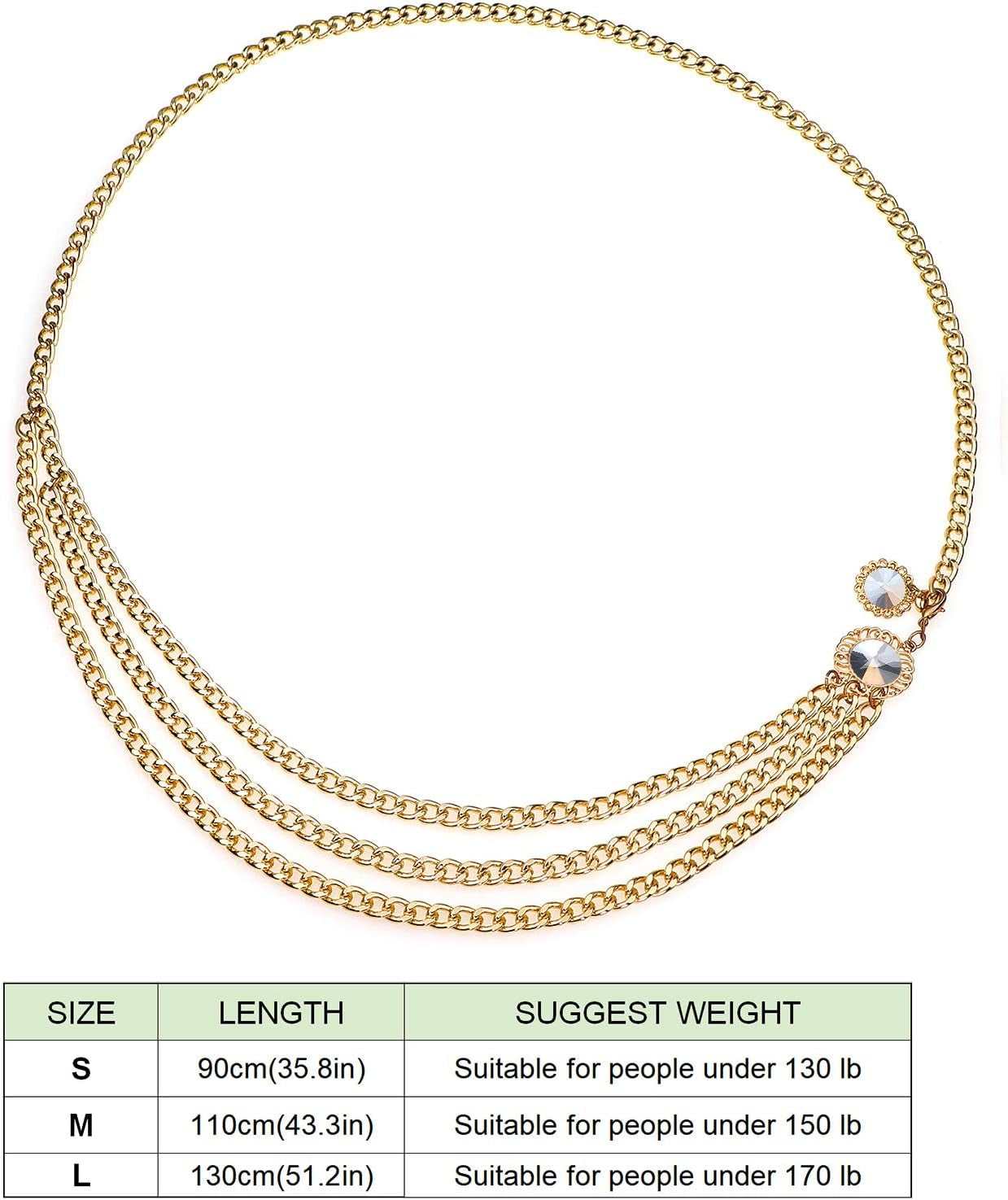 Multilayer Metal Waist Chain Dress Belts Metal Belt for Women