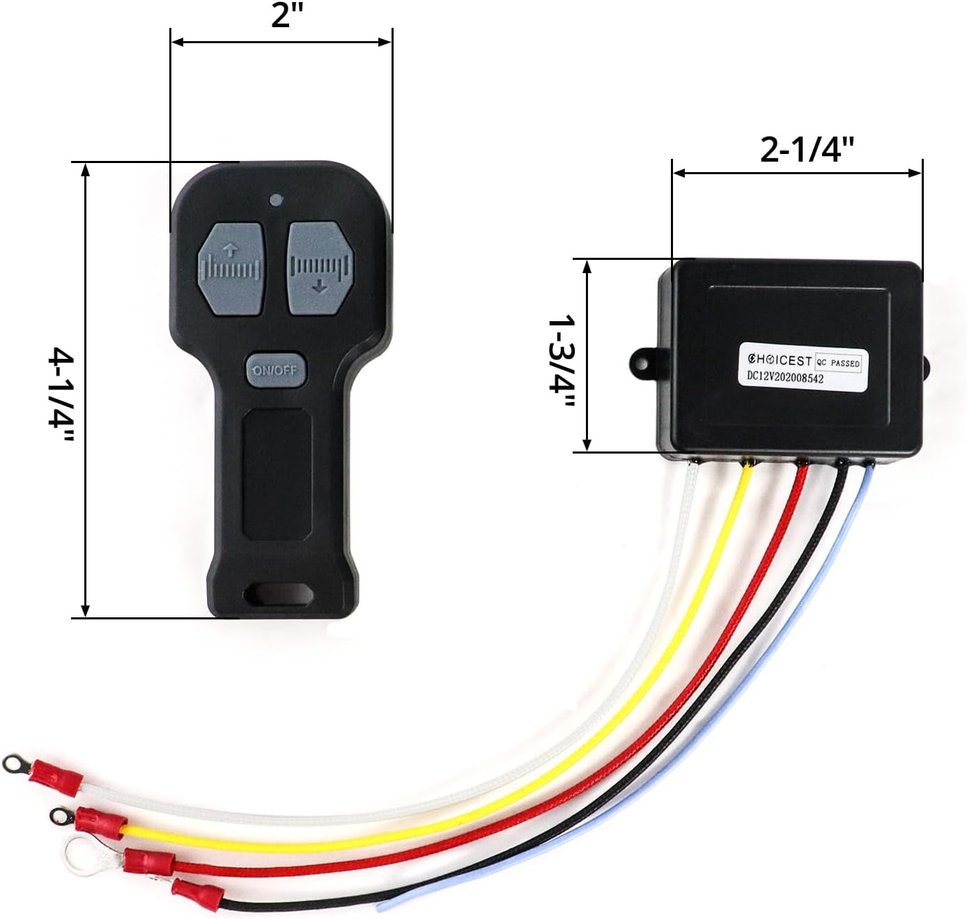 12V Car Wireless Winch Electric Remote Control, 4 Pack Universal Mini 5 Wire Control Winch with Dual Manual Matching Transmitter Kit for Truck, ATV and SUV Winch Wireless System TRUCK DRIVER