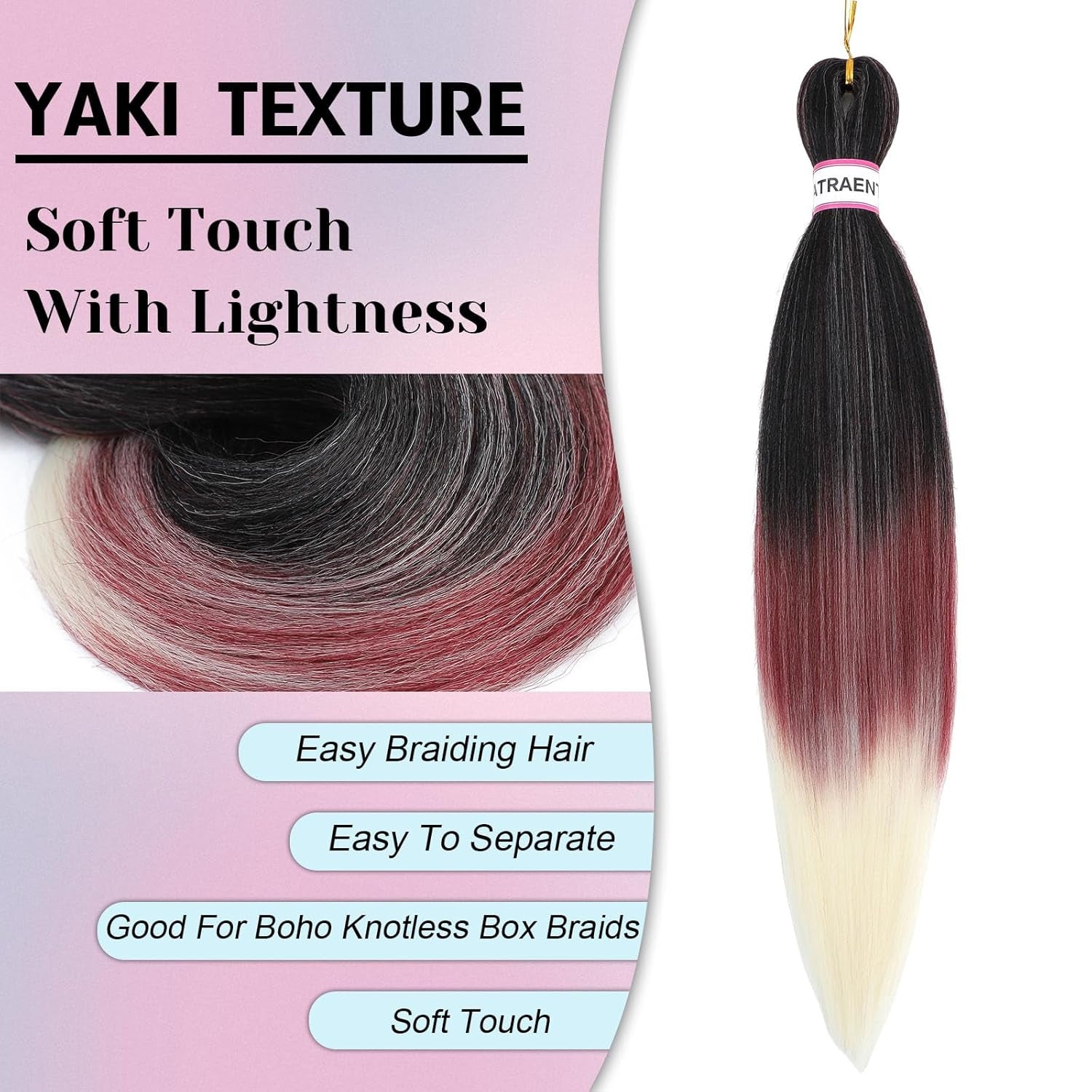 Prestretched Braiding Hair 18 Inch Ombre Braiding Hair Pre Stretched 8 Packs Hot Water Setting Yaki Texture Hair Braids