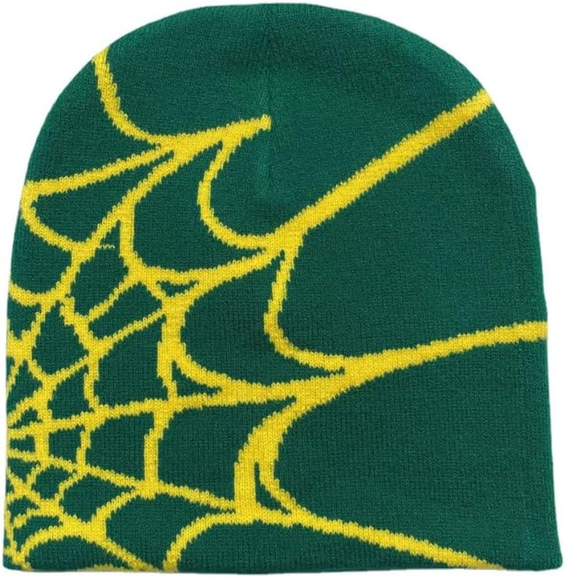 Y2K Gothic Spider Pattern Wool Acrylic Knitted Hat Women Beanie Winter Warm Beanies Men Casual Skullies Outdoor