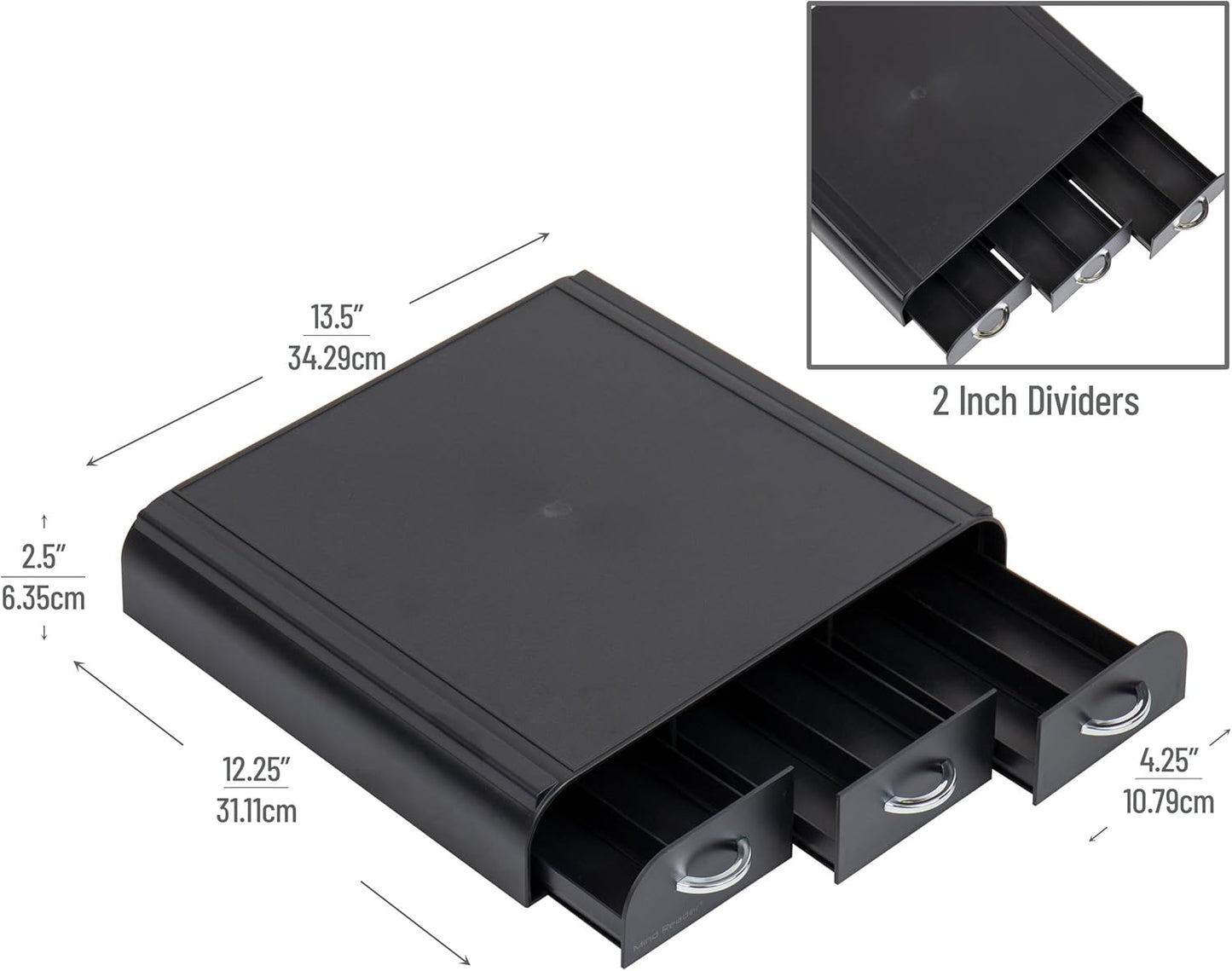 Single Serve Coffee Organizer with 3 Drawers Pod, 36 Capacity, Black