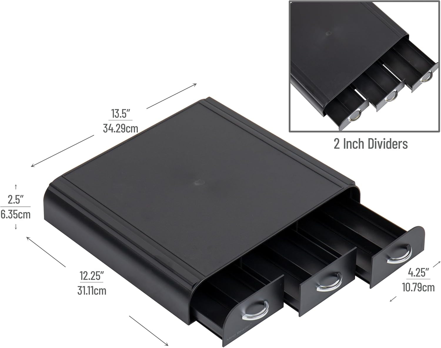 Single Serve Coffee Organizer with 3 Drawers Pod, 36 Capacity, Black