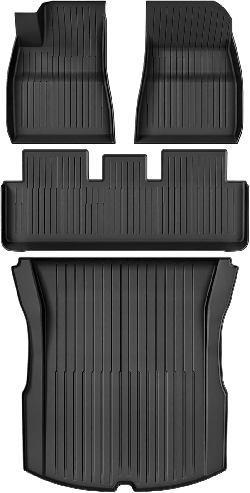Floor Mats Fit for 2024 2025 Tesla Model 3 Highland, 2 Rows & Cargo Liner Set, Full Cover Car Mats with Front Rear Cargo Mat TPE All-Weather Floor Mats Model 3 Accessories 2024 Full Set