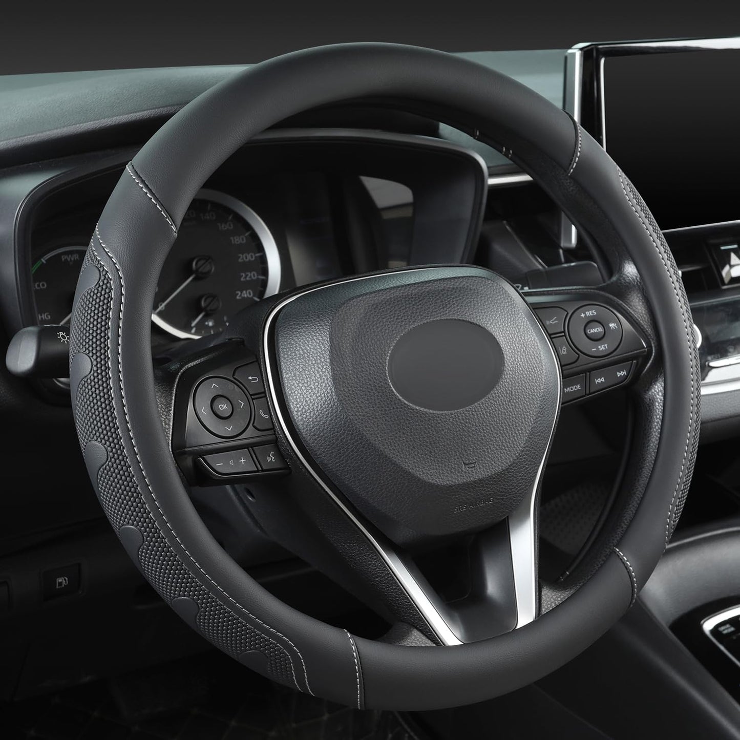 Steering Wheel Cover for Toyota, Auto Car Steering Wheel Cover for Toyota Highlander 4Runner Tacoma Corolla Camry - Black+Red Trim