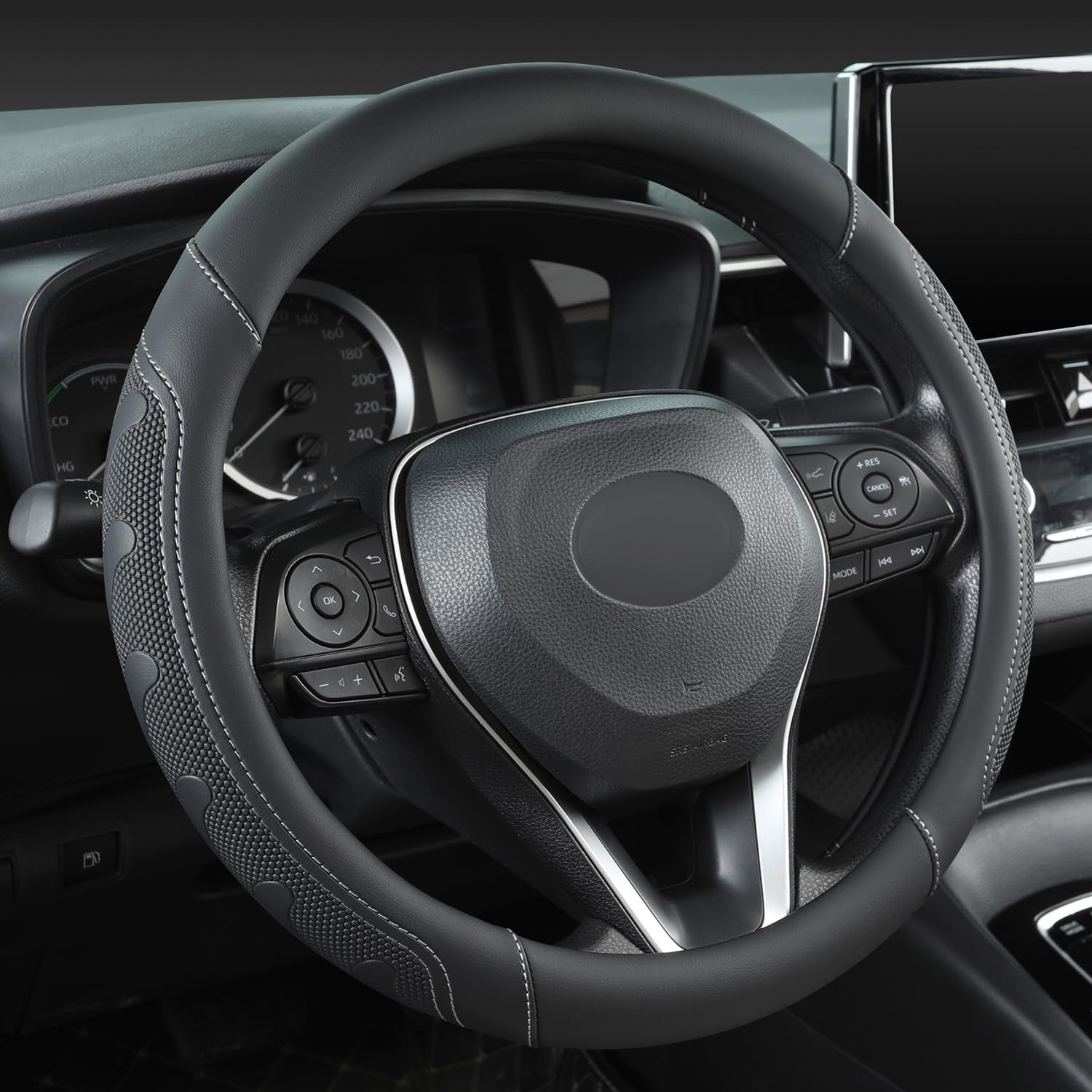 Steering Wheel Cover for Toyota, Auto Car Steering Wheel Cover for Toyota Highlander 4Runner Tacoma Corolla Camry - Black+Red Trim