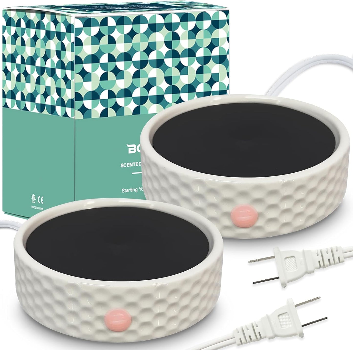 Electric Large Candle Warmer Plate - Ceramic Candle Wax Warmers for Jar Candles, Coffee Mug Warmer, Cup Warmers for Home Office, Aromatherapy Fragrance and Heating Beverage, Milk, Tea, Hot Chocolate