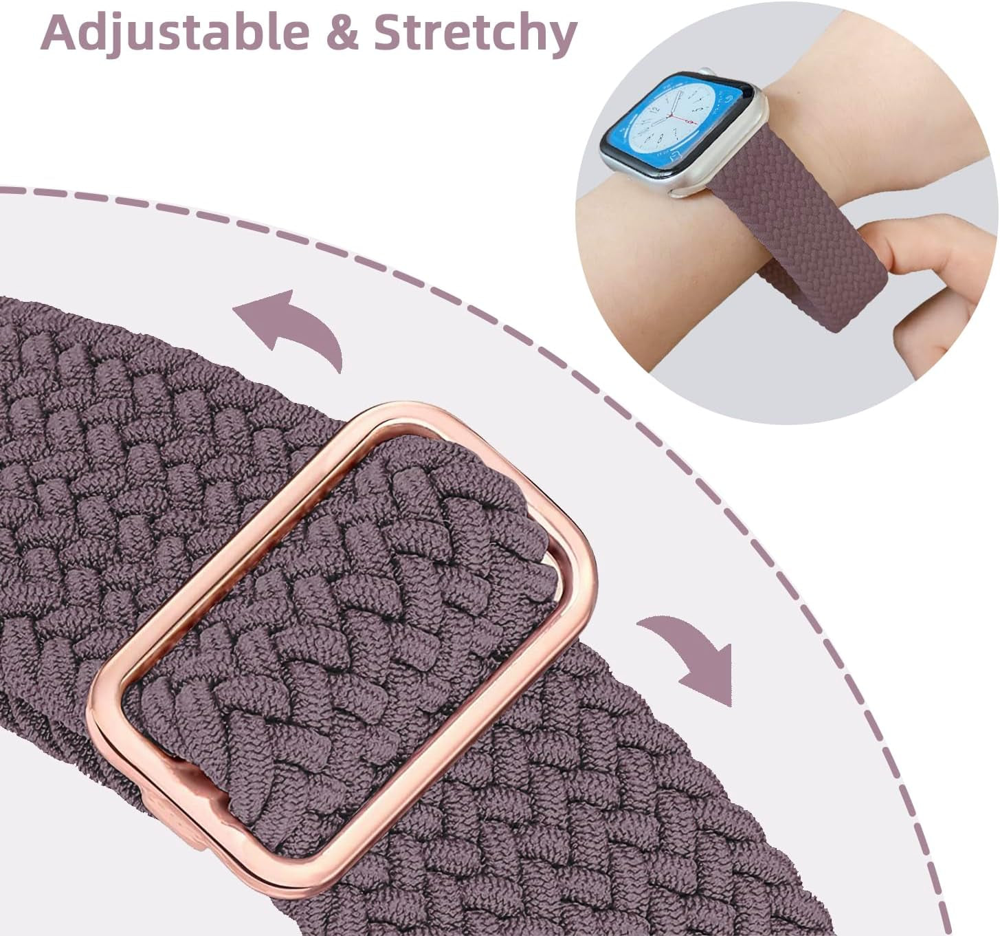 Stretchy Braided Solo Loop Compatible with Apple Watch Band 38Mm 40Mm 41Mm 42Mm 44Mm 45Mm 49Mm for Women Men, Adjustable Straps Elastic Sport Wristbands for Iwatch Series 10 9 8 7 6 5 4 3 2 1 Ultra SE