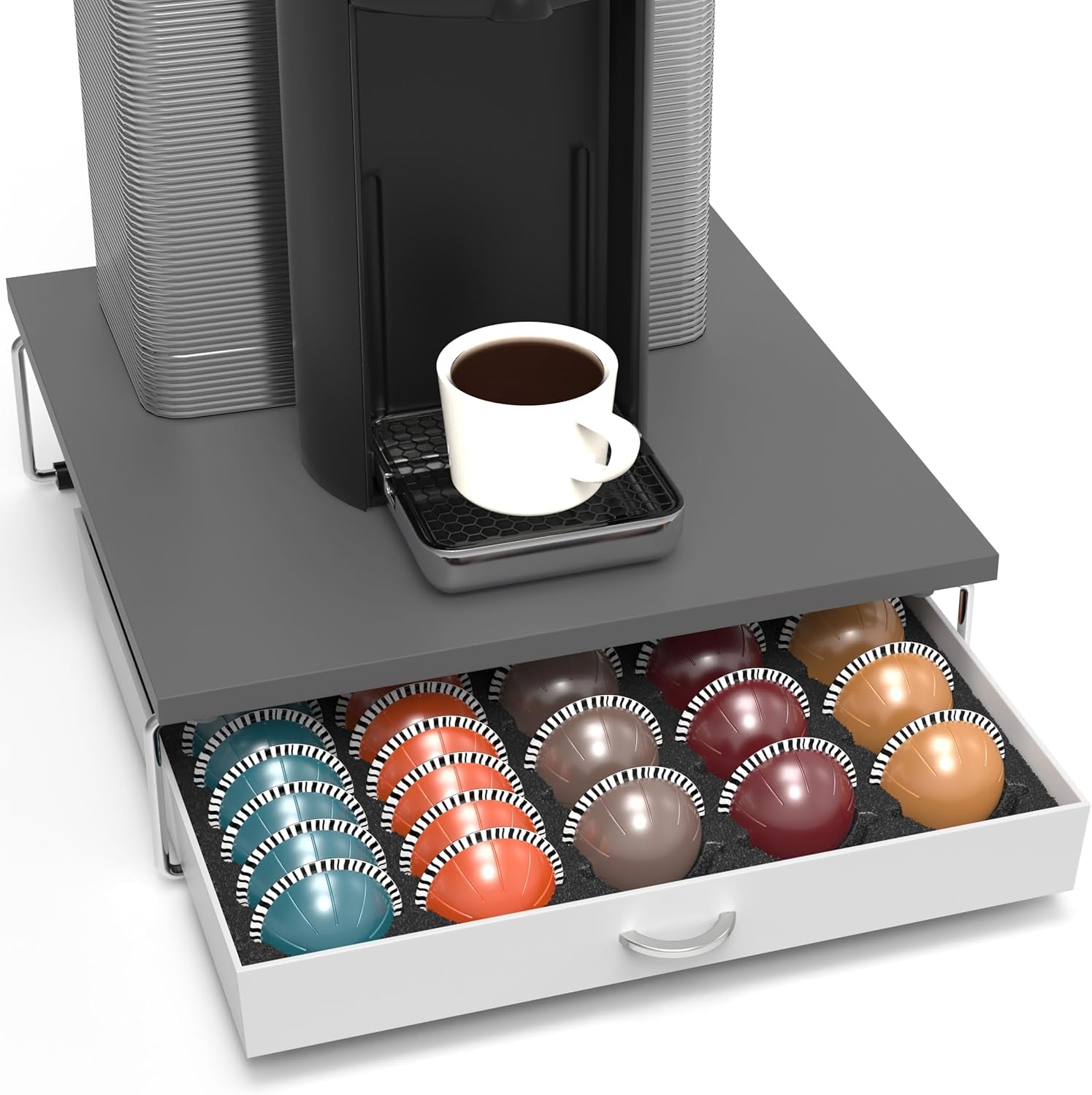 Decobrothers Supreme Vertuoline Drawer, Holds with 30 Big or 60 Small Vertuoline Pods, Maple