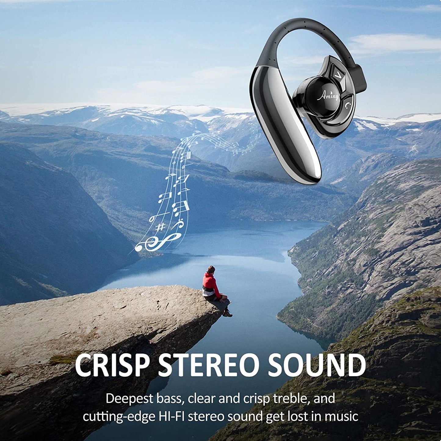 Bluetooth Headset,Wireless Bluetooth Earpiece Compatible with Iphone/Android Cell Phones,Auriculares Bluetooth Earpiece 28 Hrs Talking Time V5.3 Wireless Headset,Button Depress Version TRUCK DRIVER