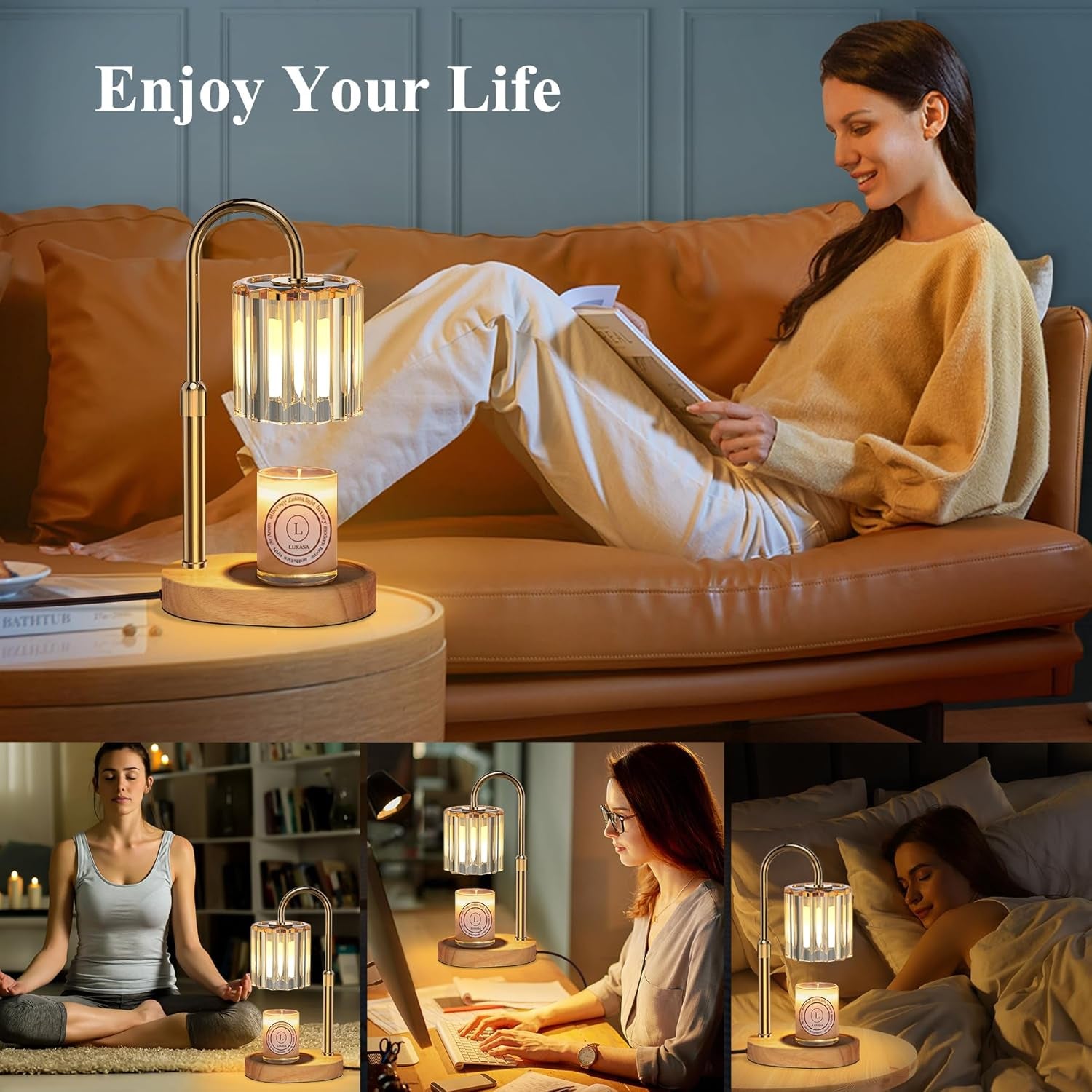 Candle Warmer Lamp, with Timer and Dimmer, Adjustable Height, Gifts for Women Mom, House Warming Gifts New Home Decor, Wax Melt Warmer for Scented Jar Candles, with 2 Bulbs