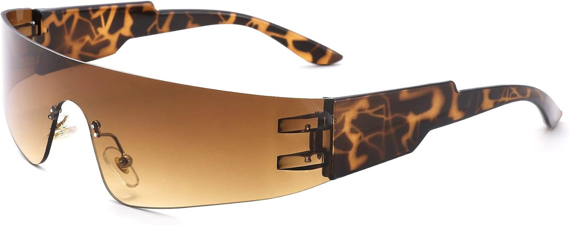 Wrap around Sunglasses for Women Men Trendy Rimless Futuristic Shades Y2K Shield Flat Top Fashion Eyeglasses