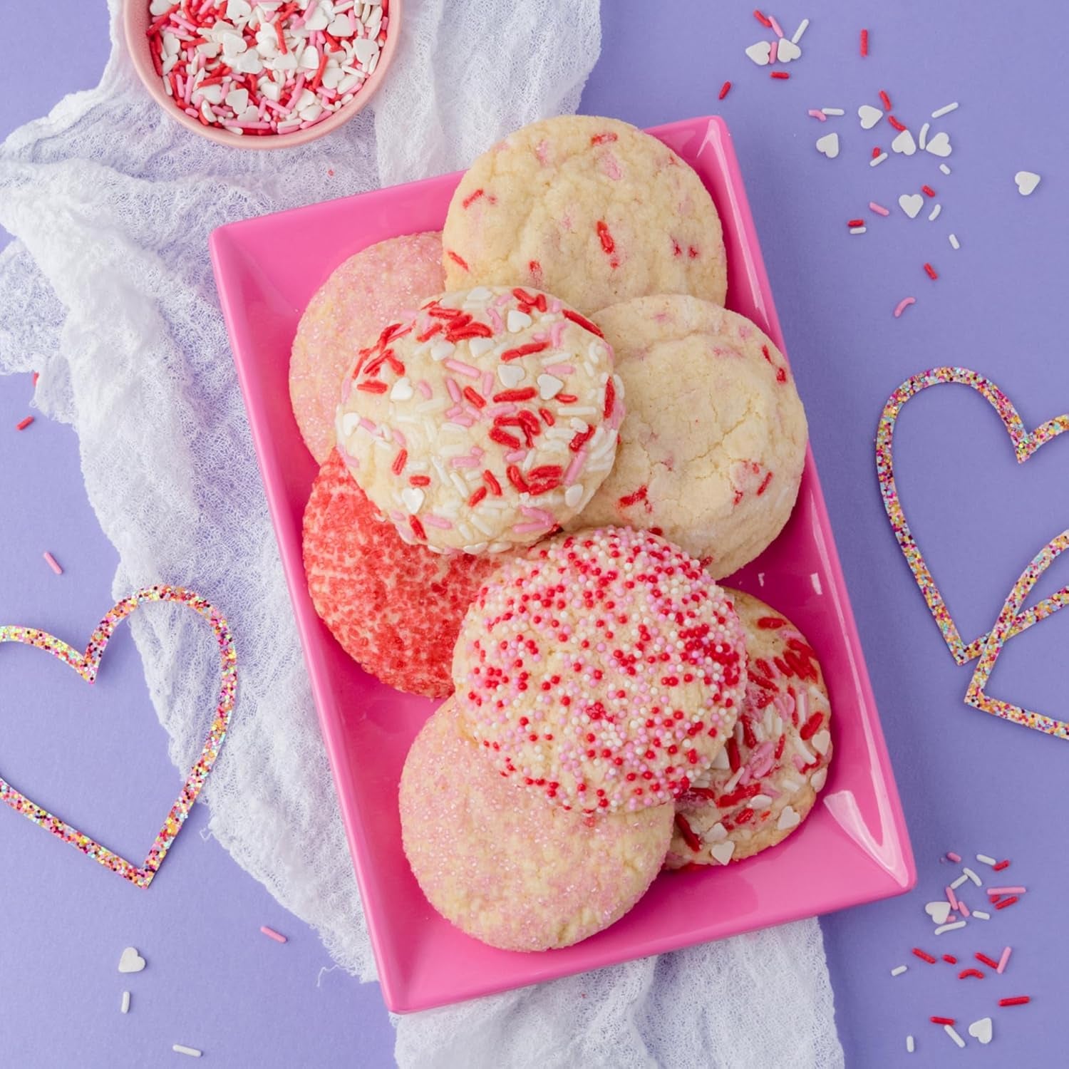 Heart Sprinkles, Valentines Day, Edible Sprinkle Mix, Heart Shapes, Jimmies, Perfect for Cake Decorations, Baking, Ice Cream, Cookies, Cupcake Topper (Sweetheart)