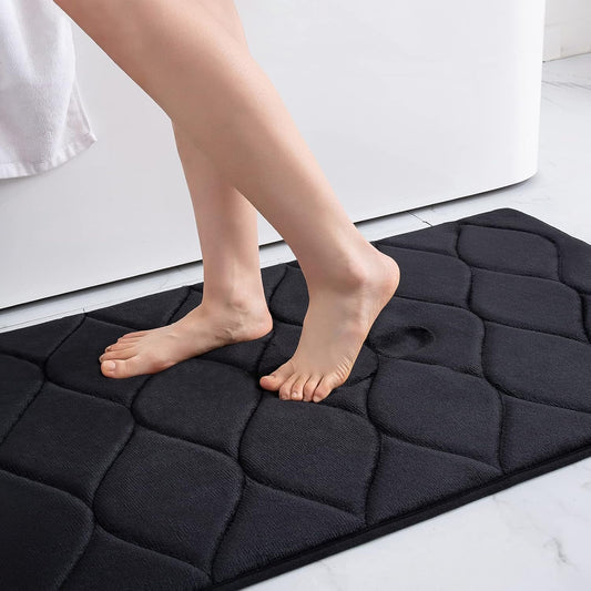 Memory Foam Bathroom Rugs, Ultra Soft & Non-Slip Bath Mat, Water Absorbent and Machine Washable Bath Carpet Rug for Shower Bathroom Floor Rugs, 30''X20'', Black