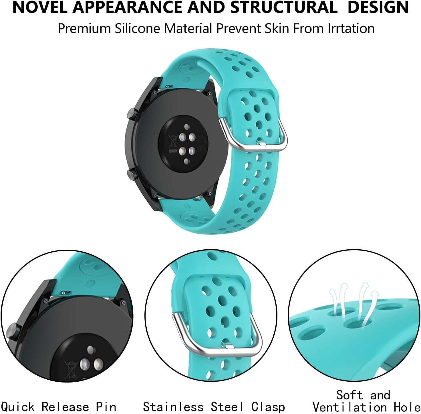 Bands Compatible with Samsung Galaxy Watch 46Mm /Galaxy Watch 3 LTE 45Mm/ Gear S3 Classic/ Gear Live/ Gear 2 R380 Watch Band, Replacement 22Mm Soft Silicone Sport Strap Wristbands for Women