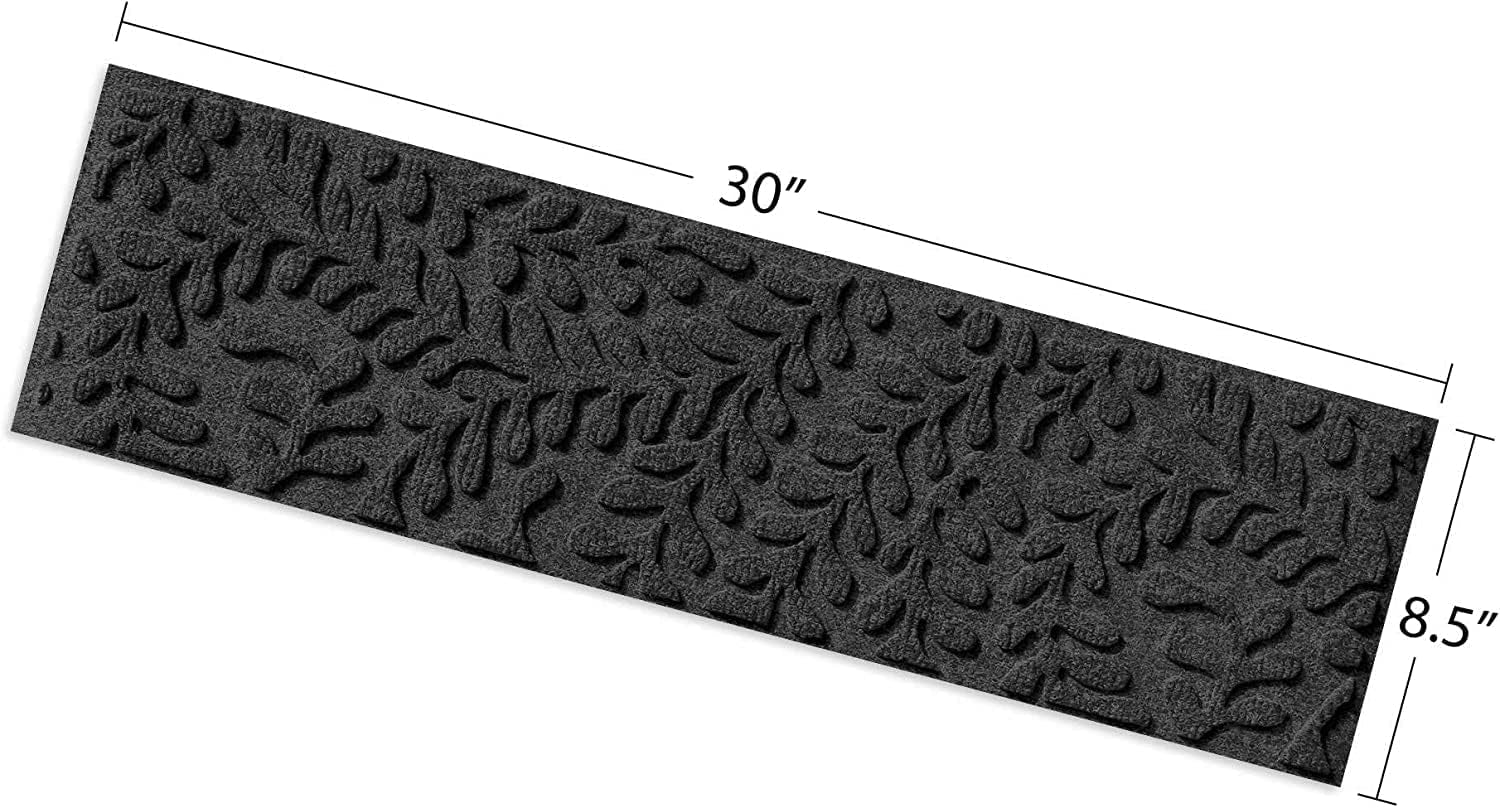 Waterhog Stair Treads, Set of 4, 8-1/2 X 30 Inches, Made in USA, Durable and Decorative Floor Covering, Indoor/Outdoor, Water-Trapping, Boxwood Collection, Charcoal