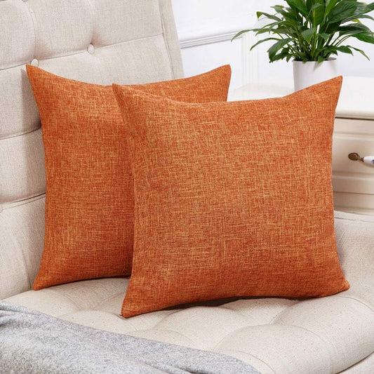 Thanksgiving Pillow Covers 18X18 Inch for Fall Decor Set of 2 Burnt Orange Rustic Linen Decorative Square Throw Pillow Covers Cushion Case for Sofa Couch Farmhouse Home Decorations