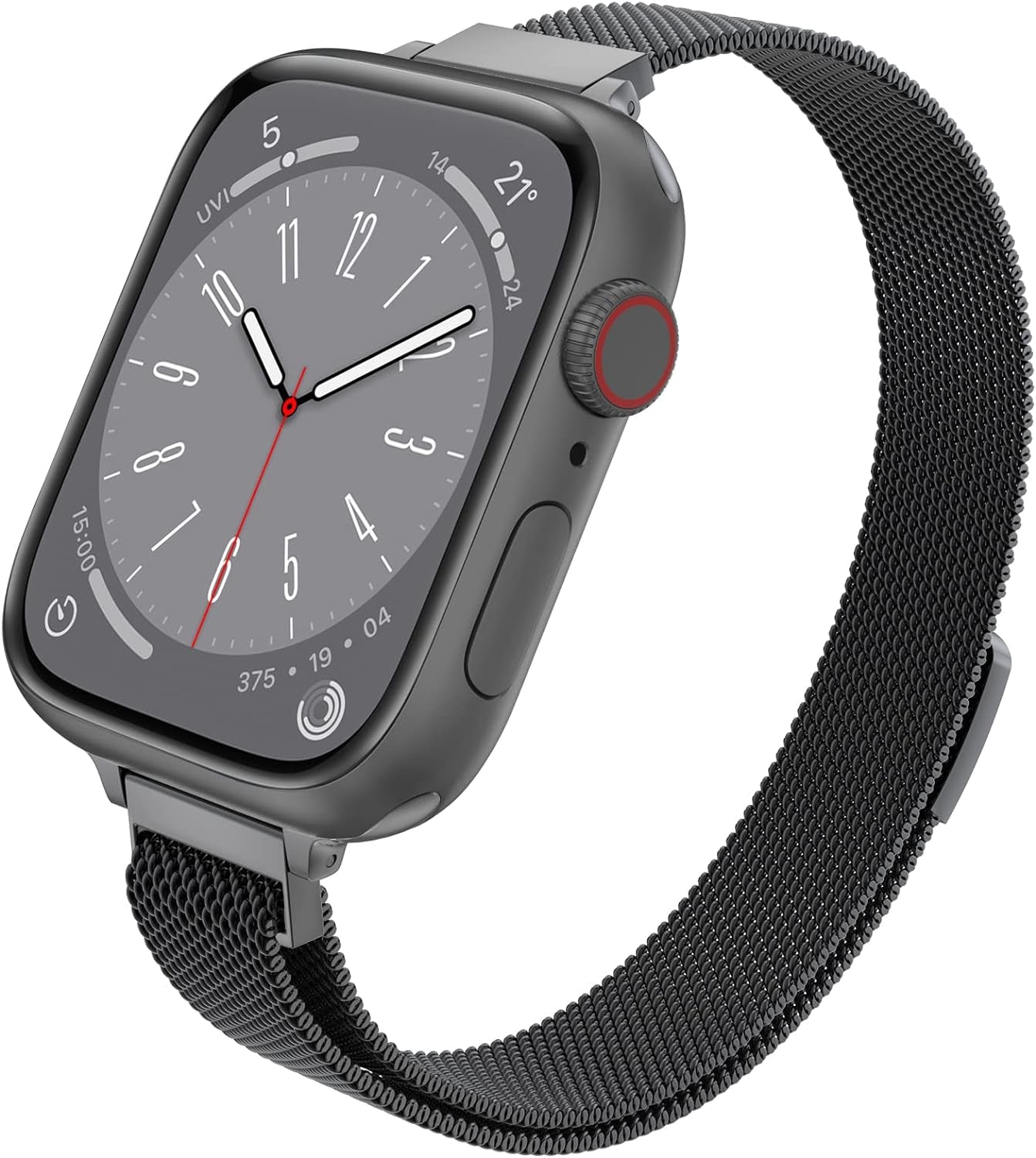 Slim Watch Band Compatible with Apple Watch Band 38Mm 40Mm 41Mm 42Mm 44Mm 45Mm 49Mm Women & Men, Stainless Steel Mesh Loop Magnetic Clasp Replacement for Iwatch Bands Series 9,Ultra 2, SE, Ultra Series 8 7 6 5 4 3 2 1 (Black, 41Mm/40Mm/38Mm)