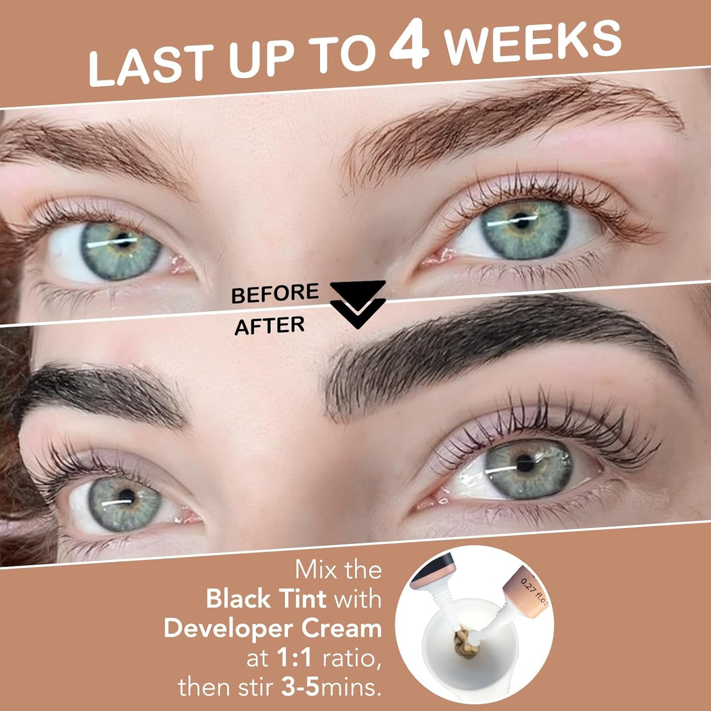 Lash Color Kit - Professional Eyelash and Brow Color with Natural Black Effects, Safe & Easy to Use 8Ml