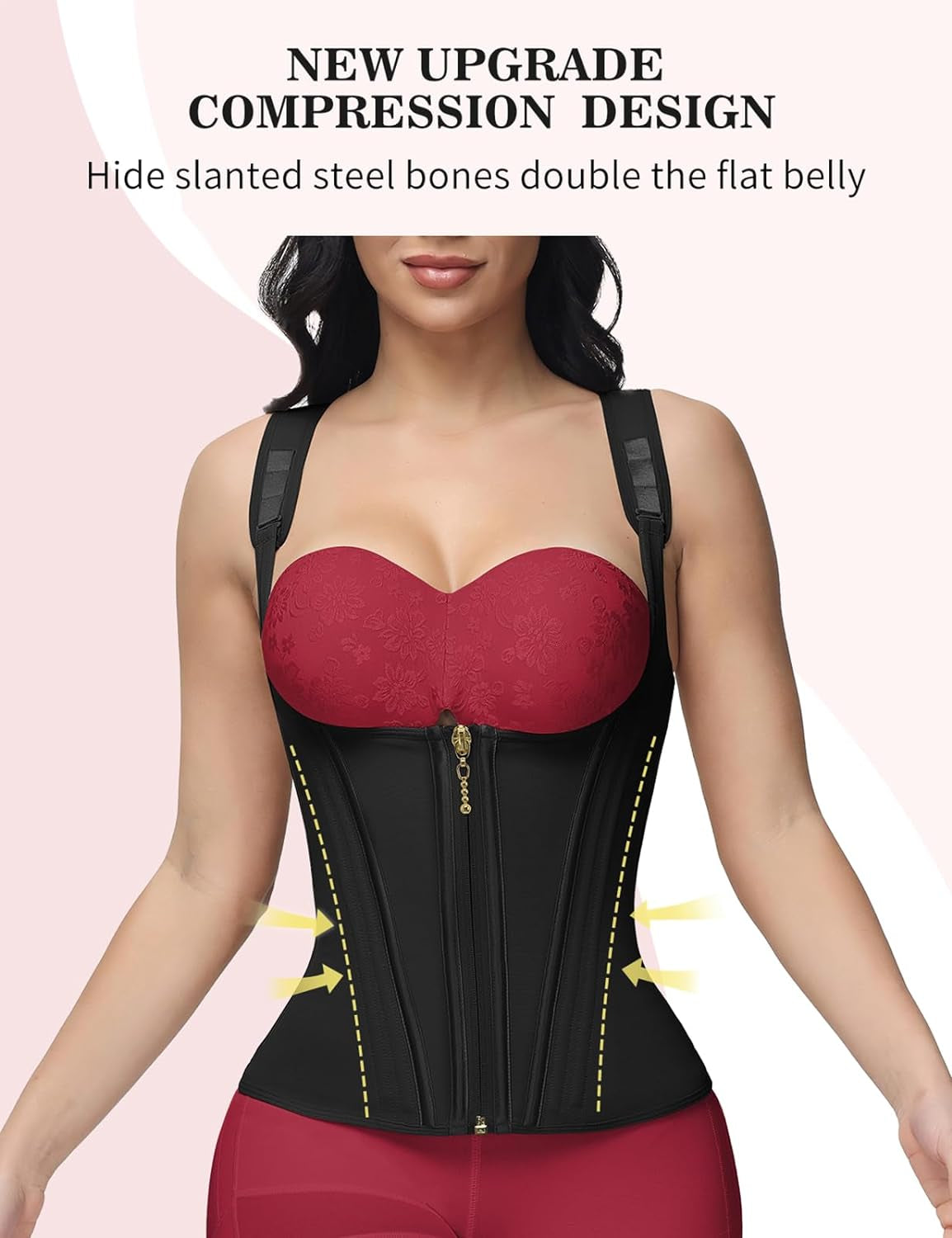 Waist Trainer for Women, Tummy Control Sports Girdle, Workout Body Shaper with Adjustable Shoulder Strap