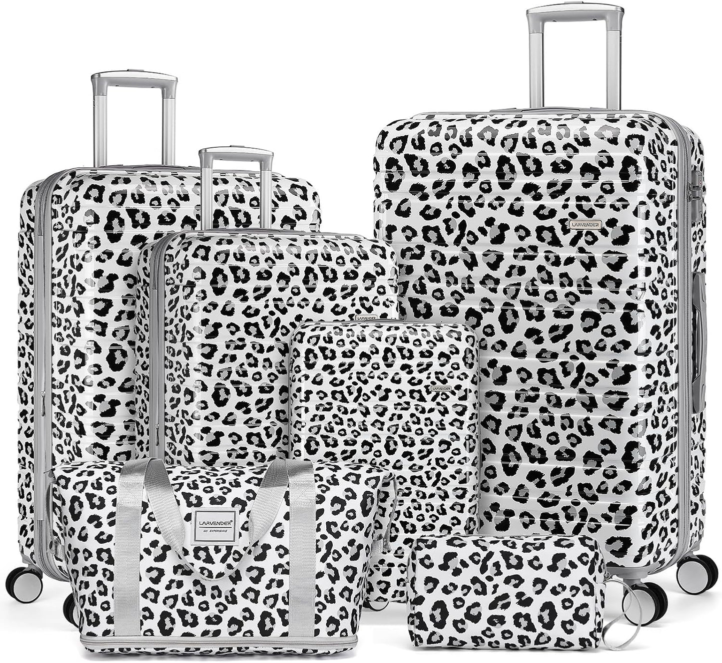 Luggage Sets 3 Piece, Hardside 20 in Carry on Luggage Airline Approved PC+ABS Suitcase Set with Spinner Wheels TSA Lock, Lightweight Rolling Suitcase for Men and Women, Leopard