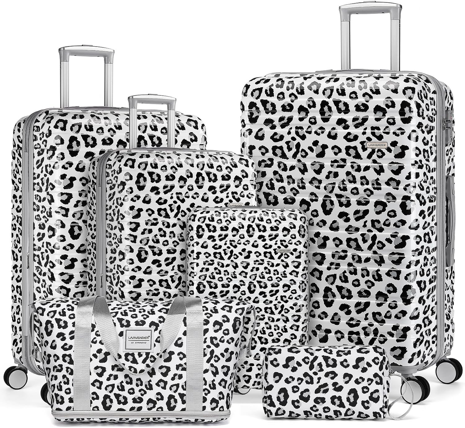 Luggage Sets 3 Piece, Hardside 20 in Carry on Luggage Airline Approved PC+ABS Suitcase Set with Spinner Wheels TSA Lock, Lightweight Rolling Suitcase for Men and Women, Leopard