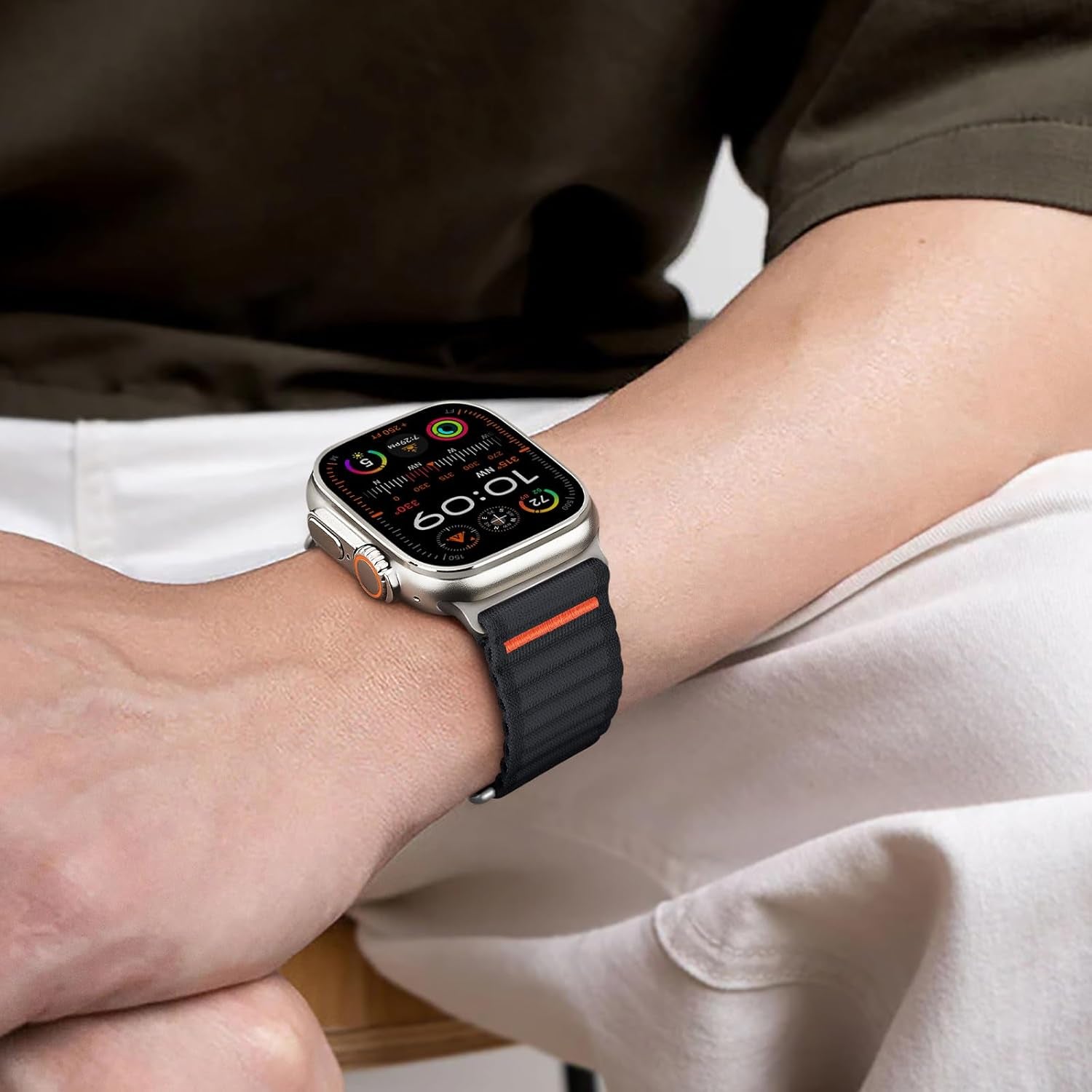 Sport Bands Compatible for Apple Watch Ultra Band 49Mm 46Mm 45Mm 44Mm 42Mm Men Women, Stretchy Nylon Loop Adjustable Strap with S-Hook for Iwatch Ultra SE Series 10 9 8 7 6 5 4 3
