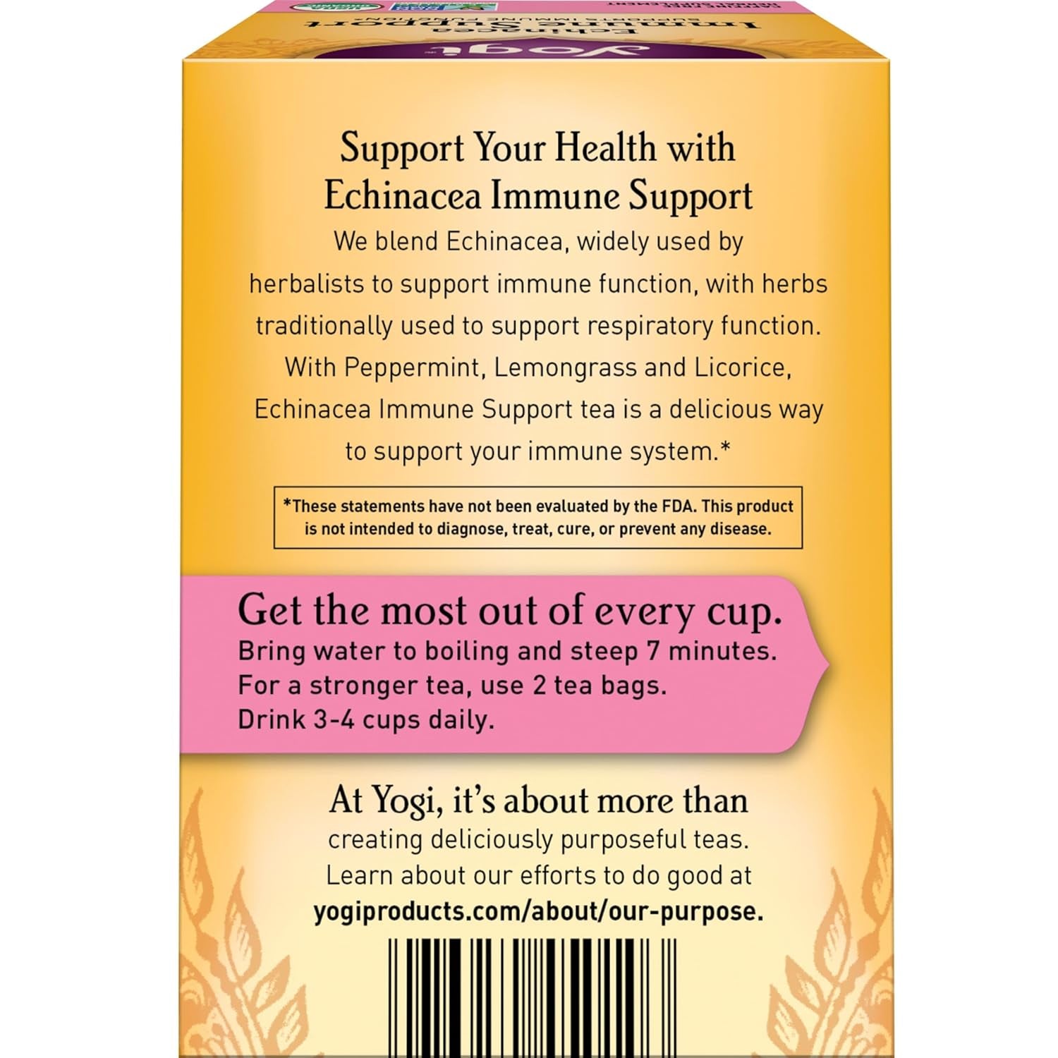 Tea Echinacea Immune Support Tea - 16 Tea Bags per Pack (6 Packs) - Organic Immunity Support Tea - Includes Peppermint Leaf, Lemongrass, Cinnamon Bark, Echinacea Purpurea, Licorice Root & More TLBH