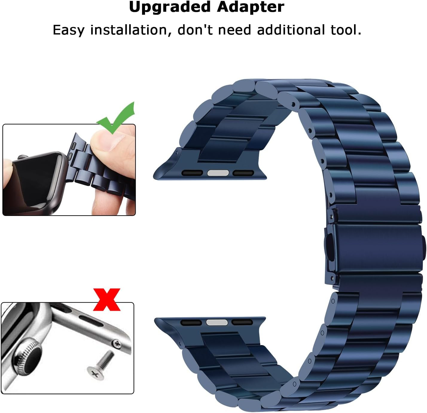 Band Compatible with Apple Watch Band 41Mm 40Mm 38Mm Premium Stainless Steel Metal Replacement Strap Compatible with Apple Watch SE Series 9 8 7 6 5 4 3 2 1 (Blue)
